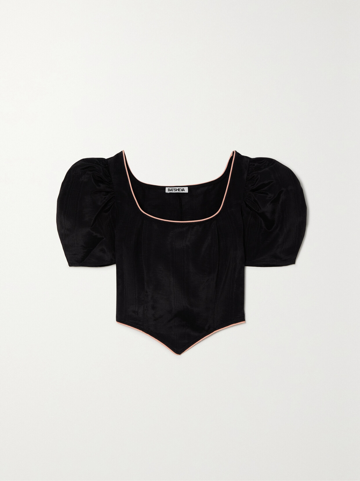 Batsheva Dirndl Moire Blouse In Black