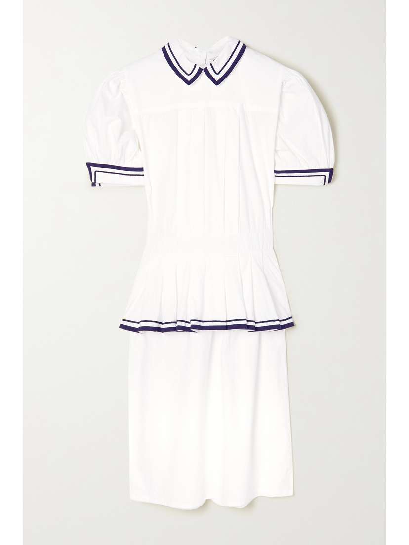 Batsheva Rilke Pleated Cotton-poplin Peplum Dress