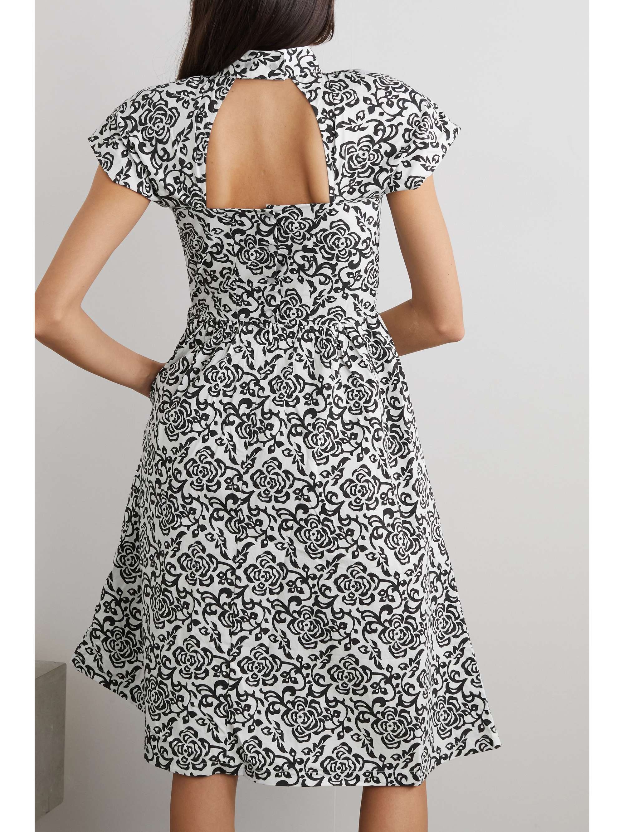 BATSHEVA Virginia cutout floralprint cottonpoplin dress NETAPORTER