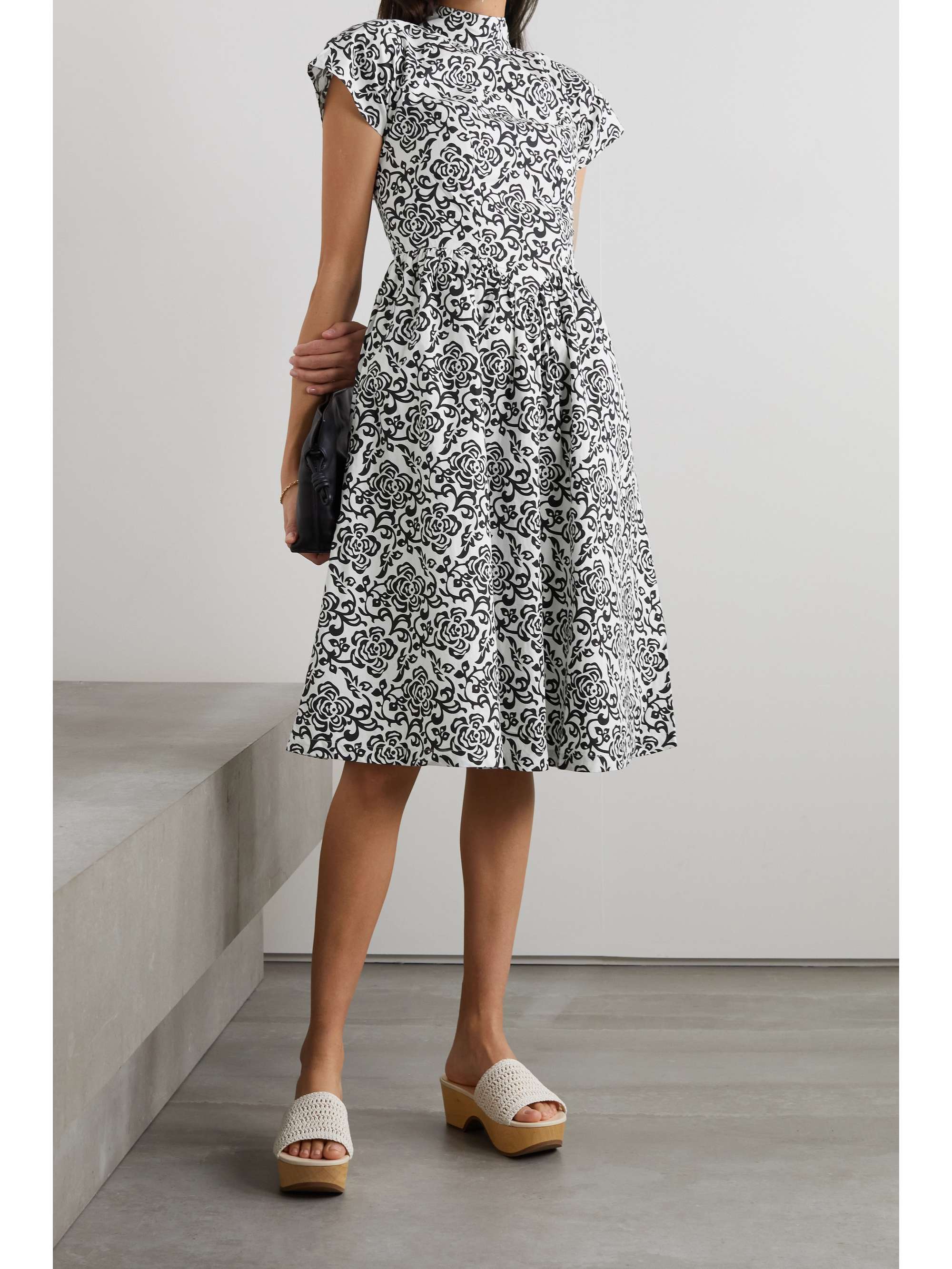 BATSHEVA Virginia cutout floralprint cottonpoplin dress NETAPORTER