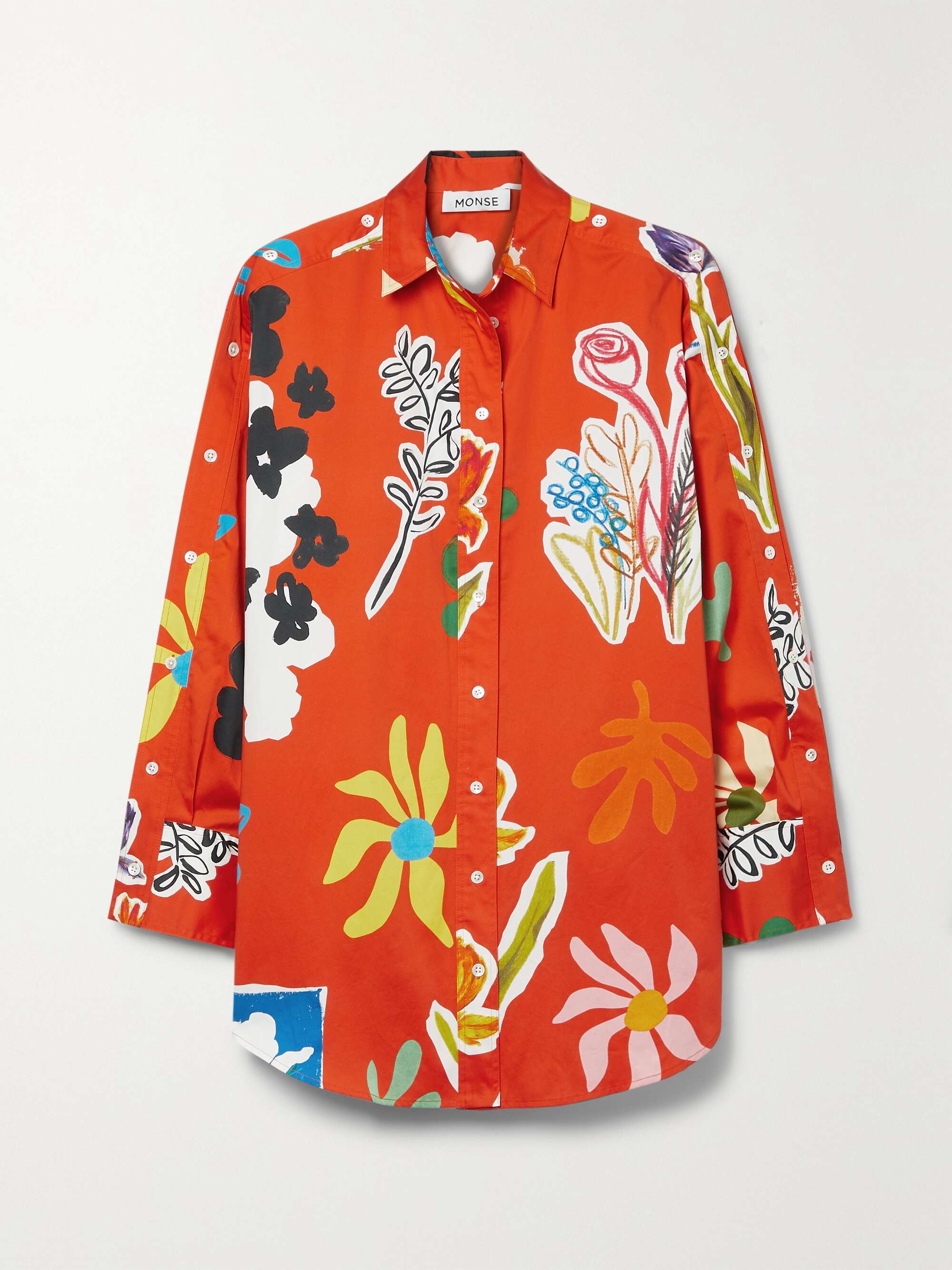 Tomato red Convertible oversized floral 
