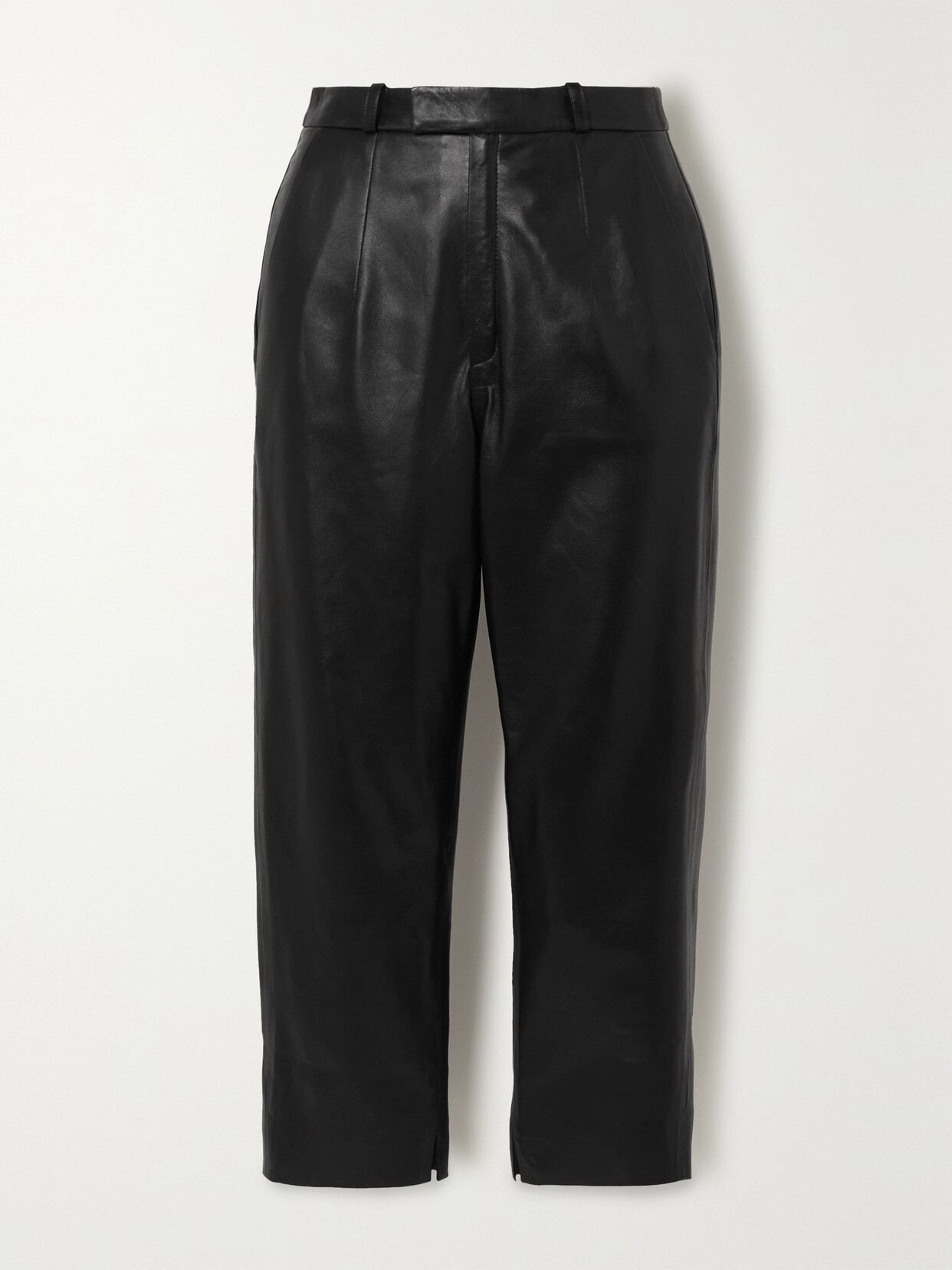 Zeynep Arçay Cropped Leather Skinny Pants - Black