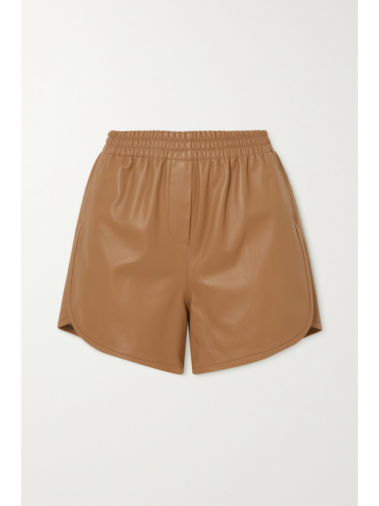 Zeynep Arcay Leather Jogger Shorts In Brown