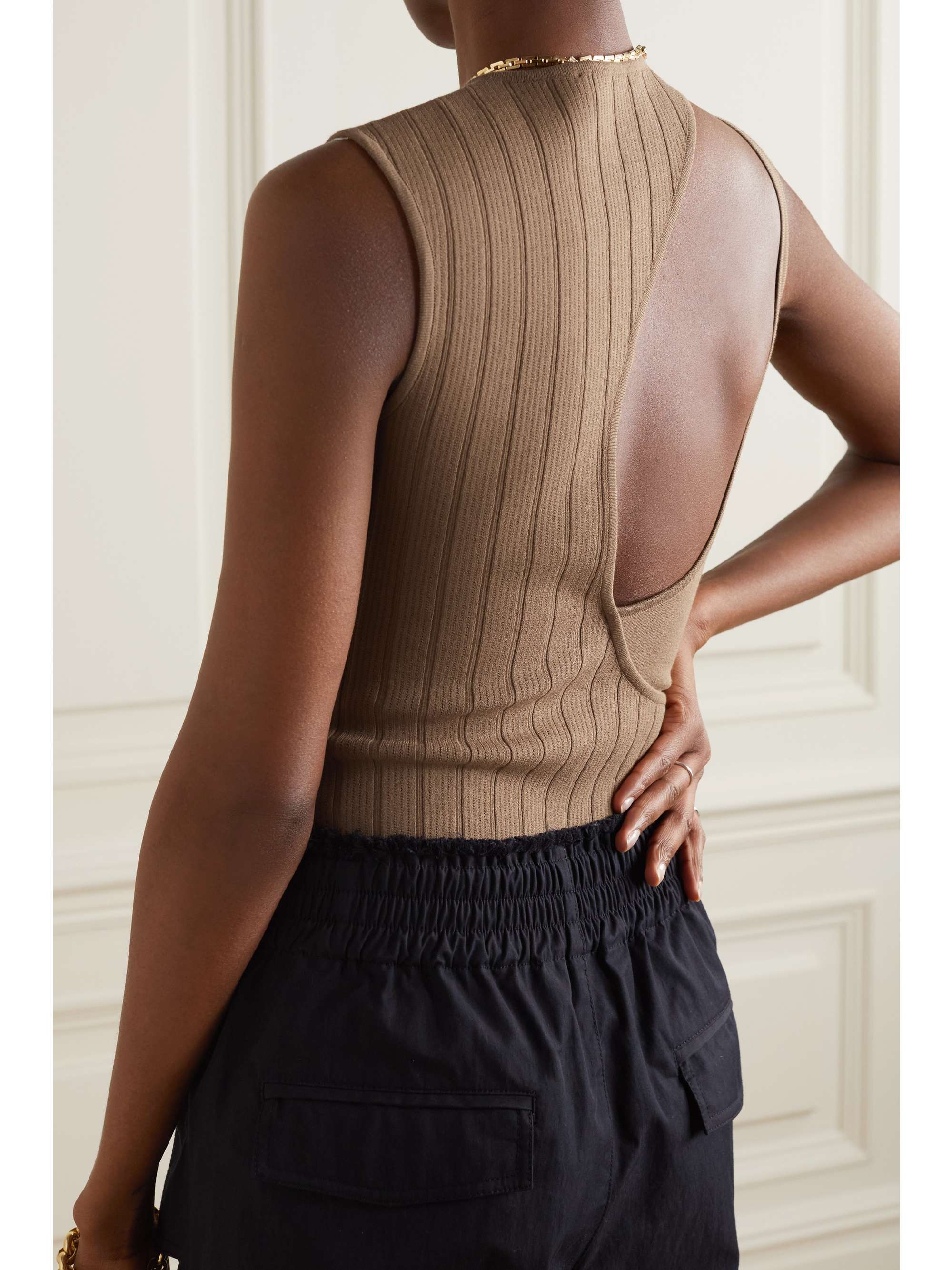 ZEYNEP ARCAY Cutout ribbed stretch-knit bodysuit