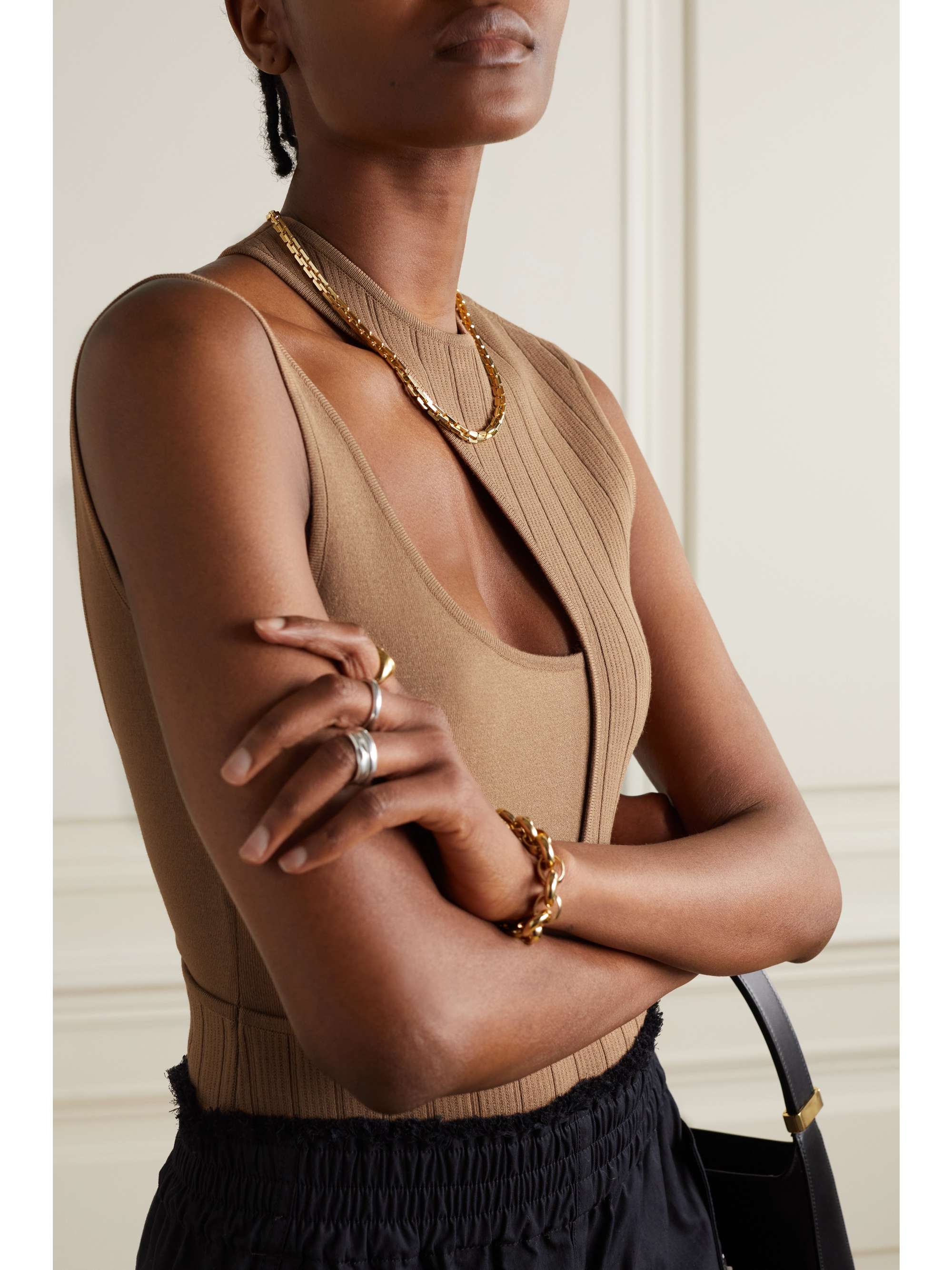 ZEYNEP ARCAY Cutout ribbed stretch-knit bodysuit