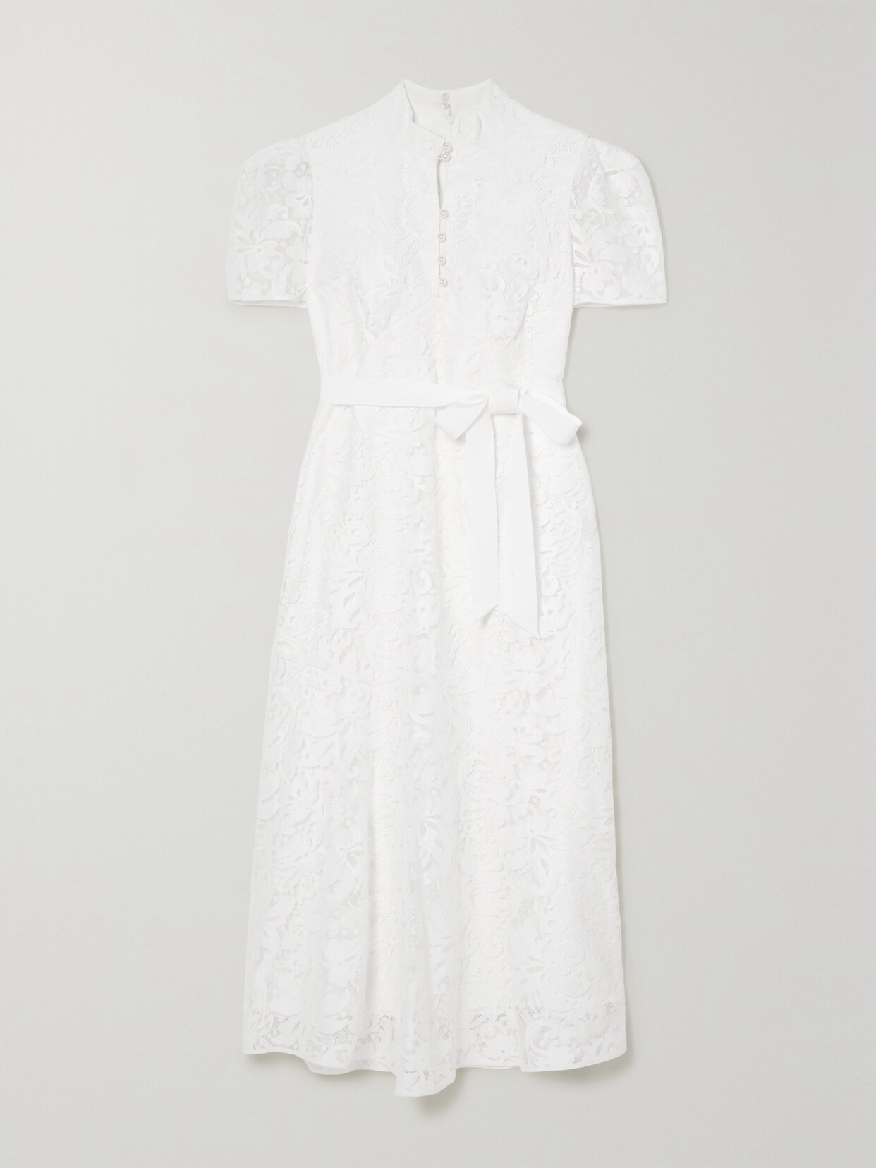 Erdem Lauren Belted Cotton-blend Lace Midi Dress - Ivory