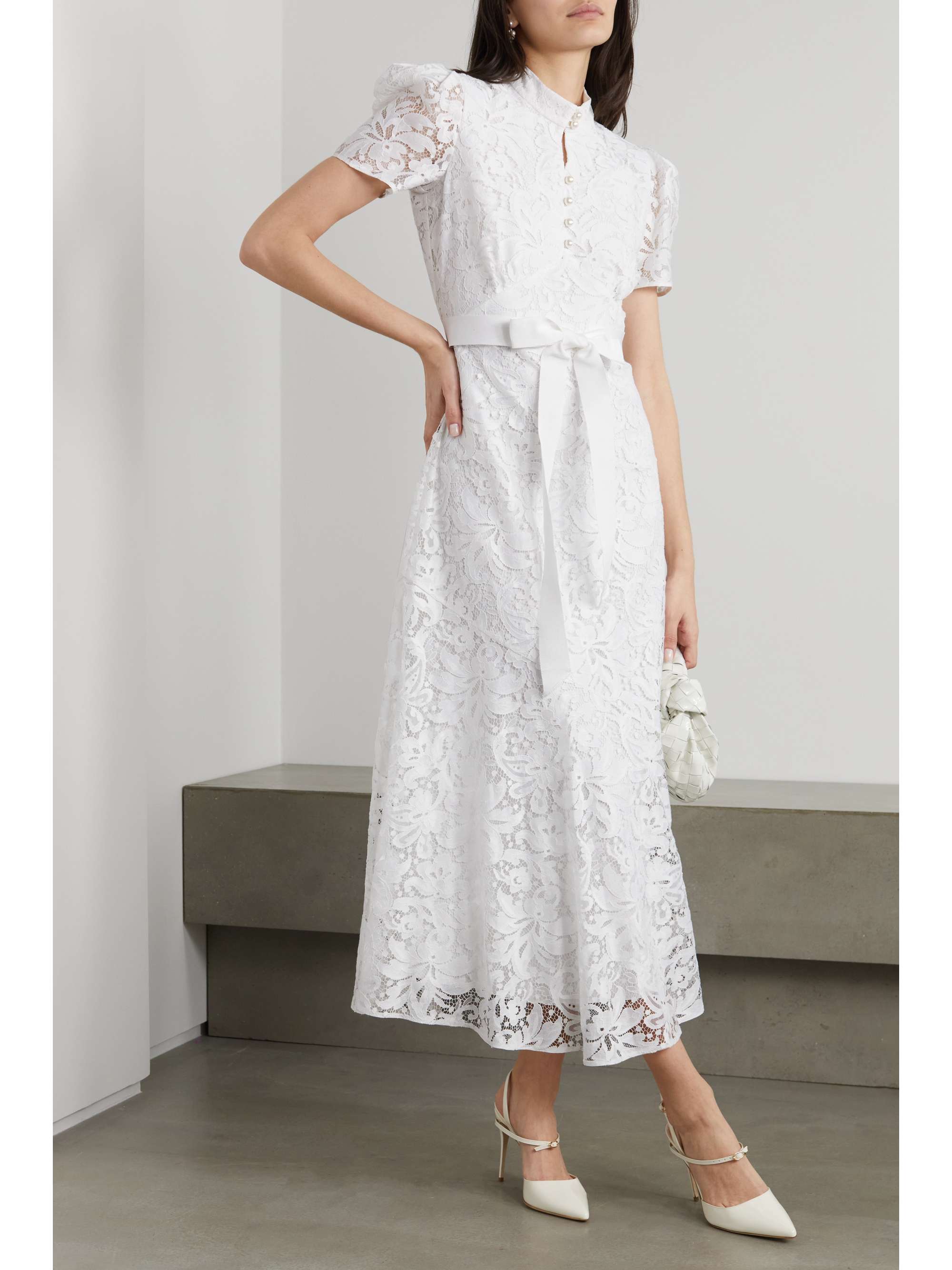 white lace midi dress