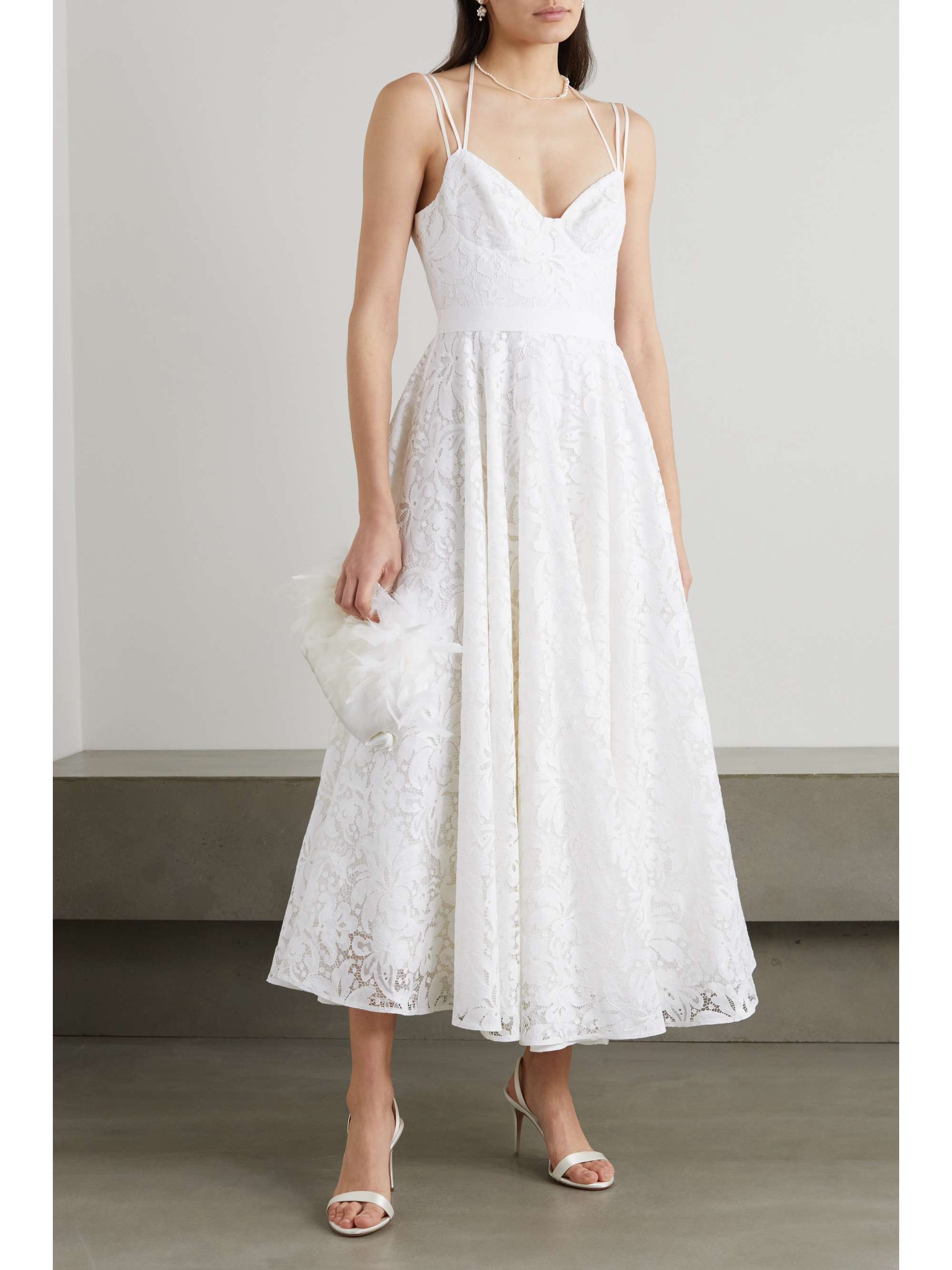ERDEM Rea belted open-back cutout cotton-blend lace halterneck midi dress |  NET-A-PORTER