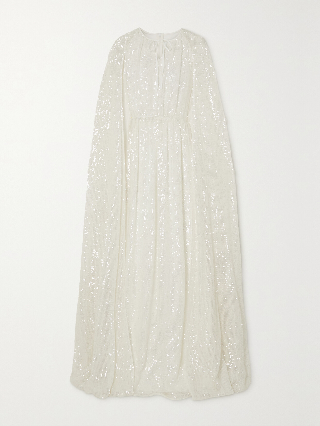 Erdem Kenley Cape-effect Gathered Sequined Chiffon Gown - Ivory