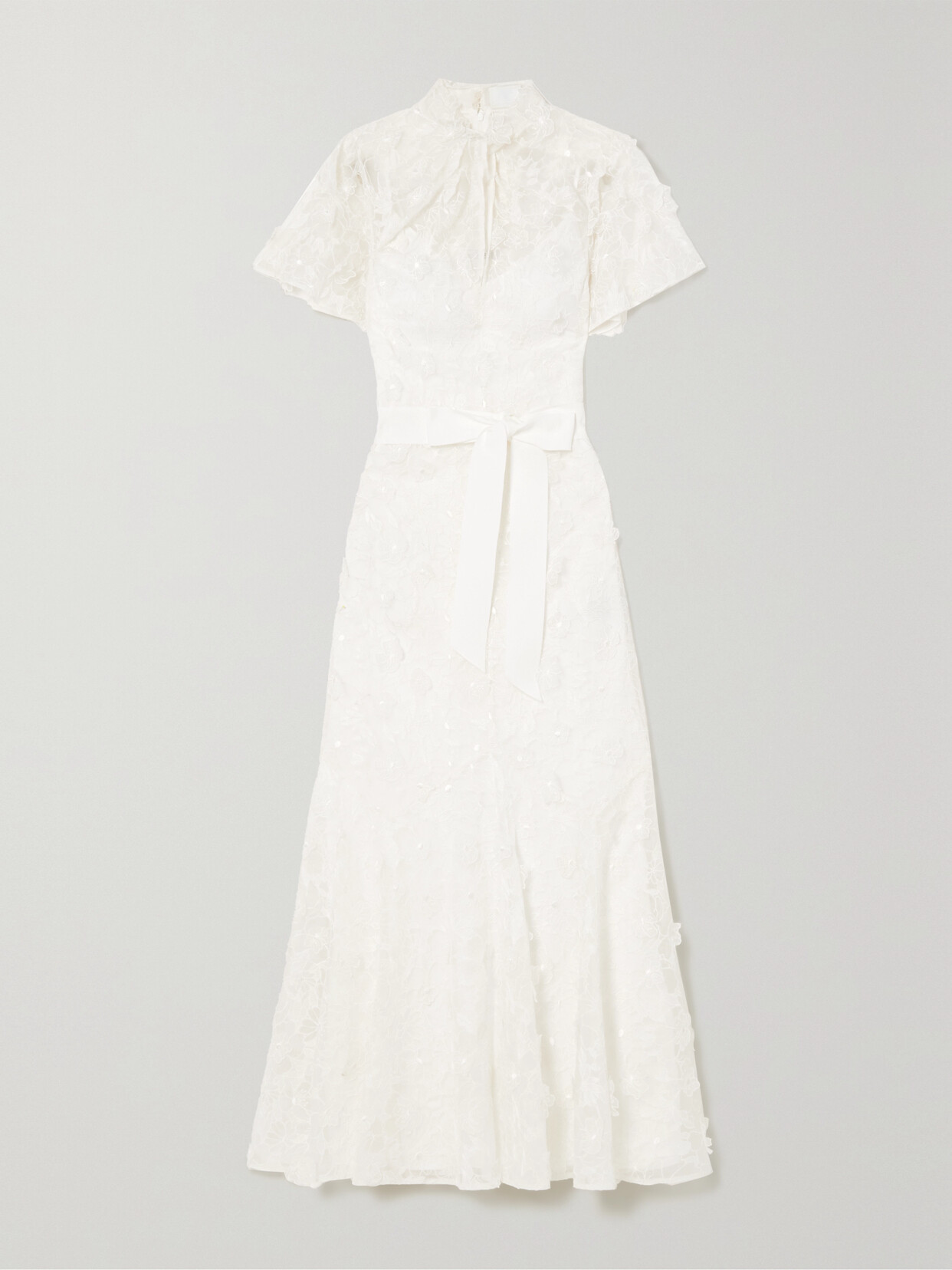 Erdem - Celestina Belted Ruffled Embroidered Silk-organza And Grosgrain Maxi Dress - Ivory 22 Awaiting product image