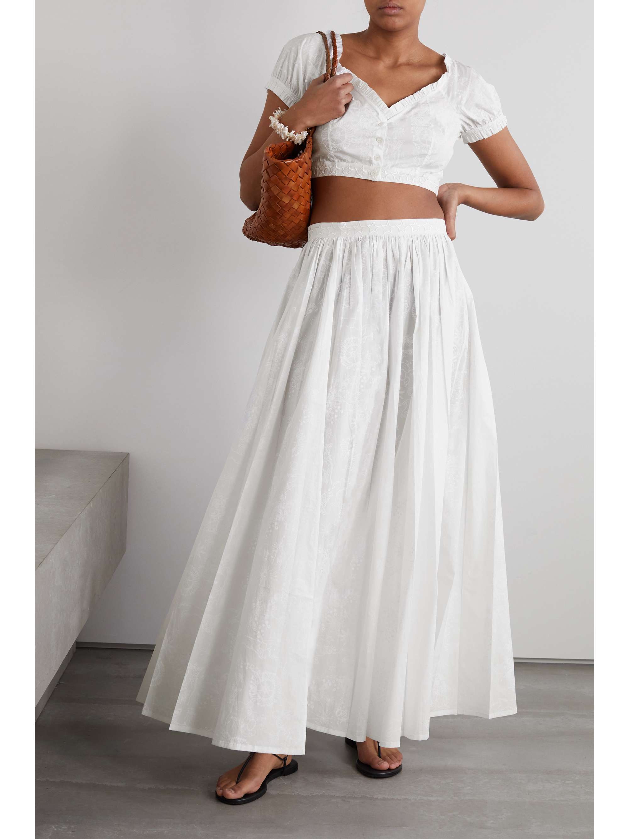 EMPORIO SIRENUSE Camelia pleated printed cotton-poplin maxi skirt | NET ...