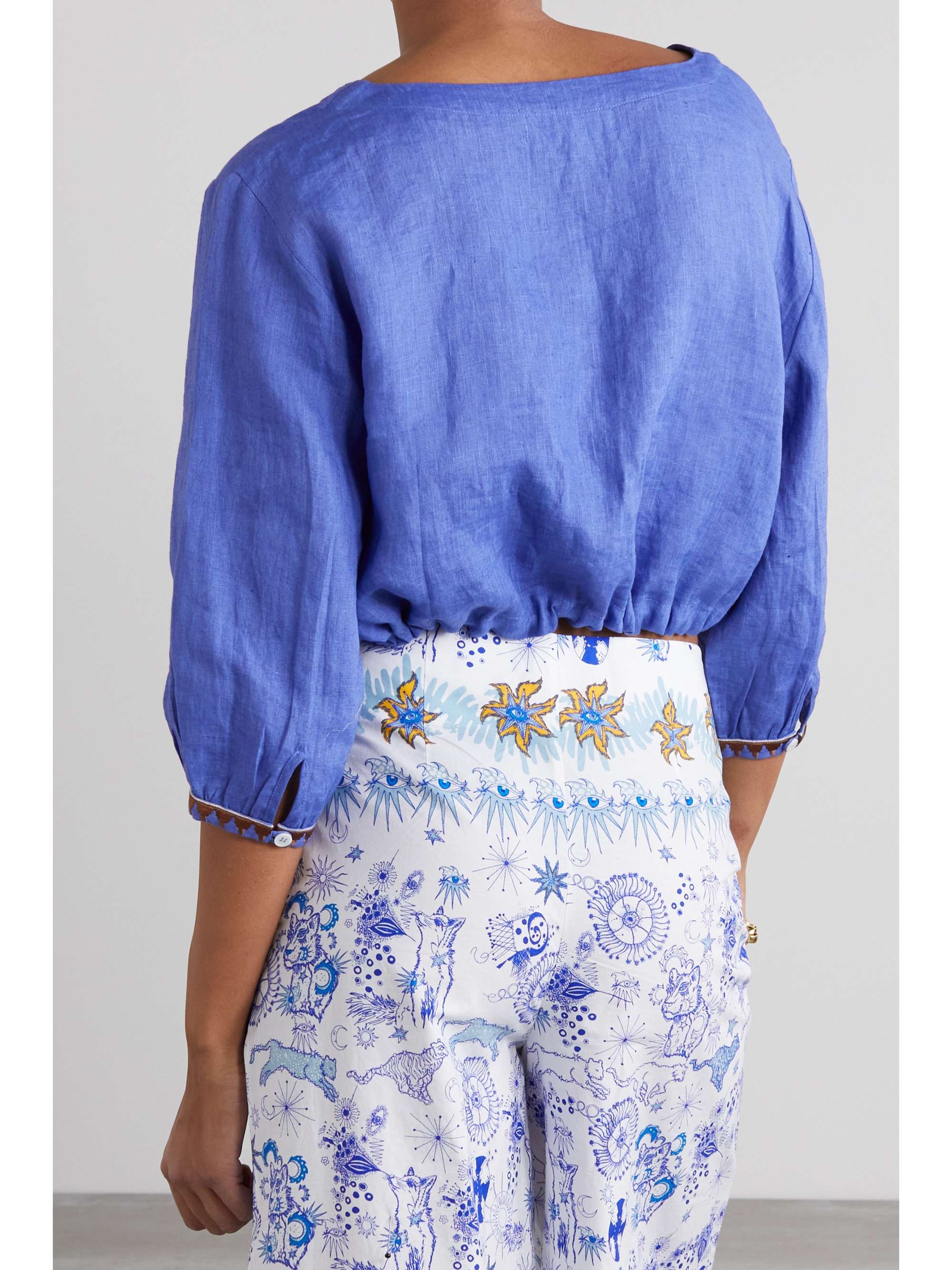 EMPORIO SIRENUSE Jinny Lightwind cropped linen top NETAPORTER