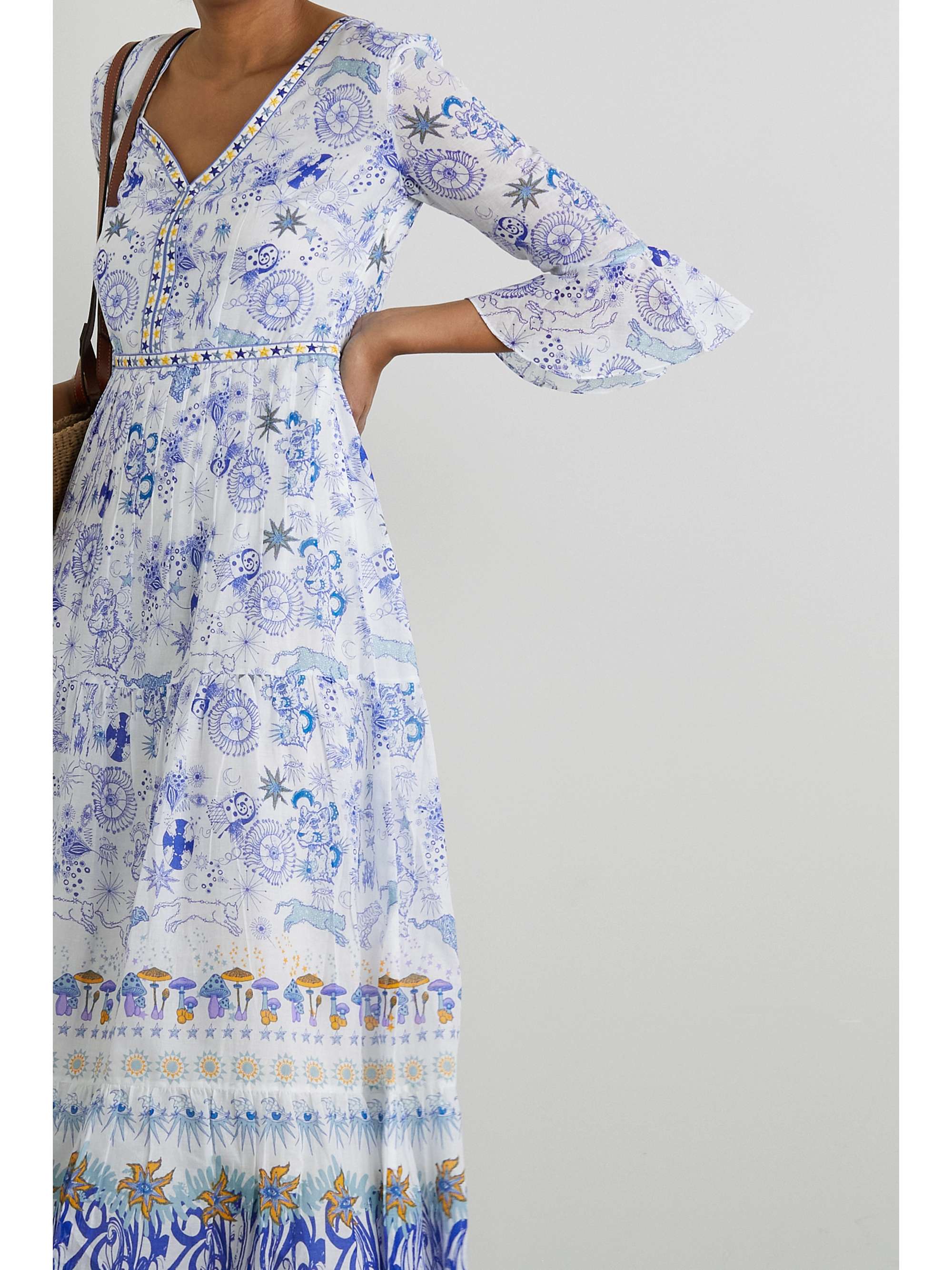 EMPORIO SIRENUSE Bella embroidered printed cotton-voile maxi dress