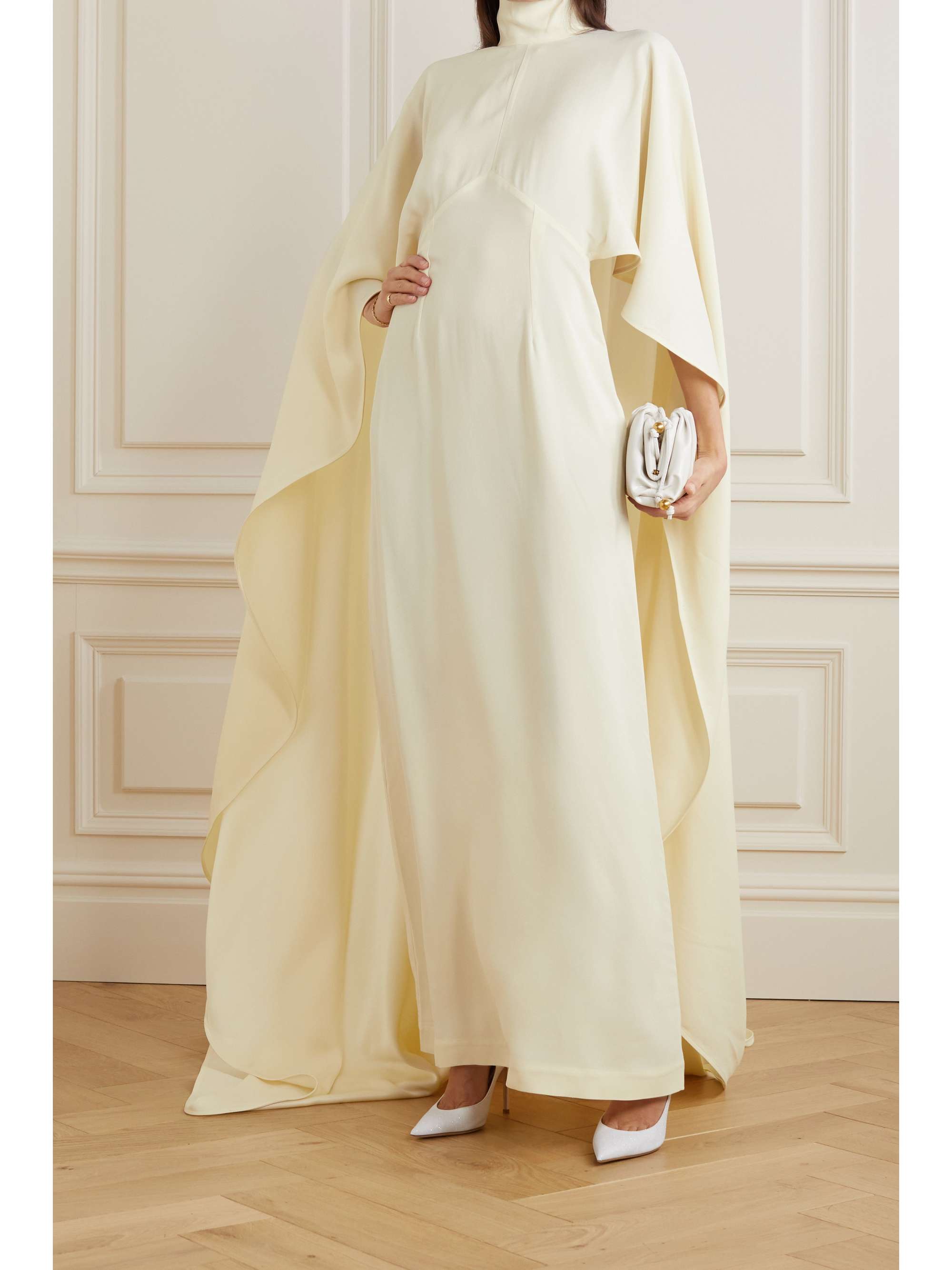 TALLER MARMO + NET SUSTAIN Leia layered crepe gown
