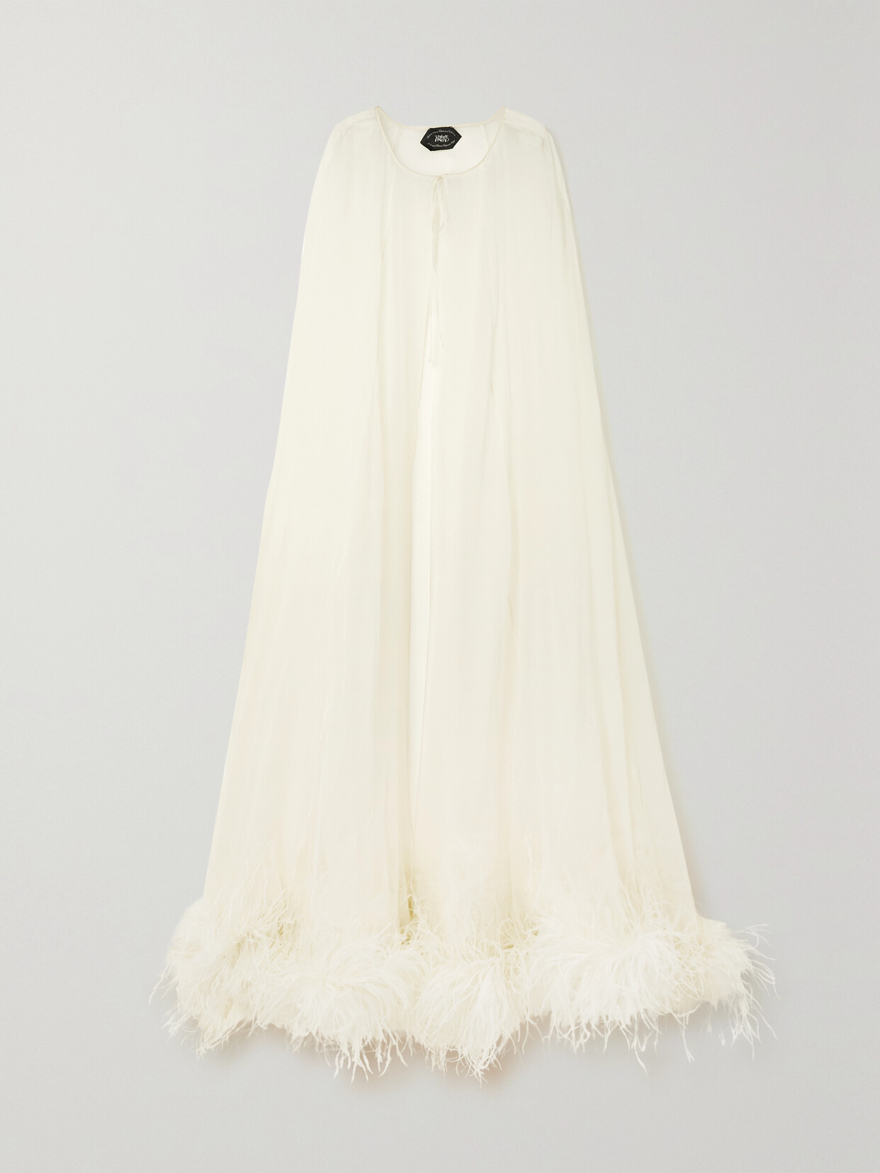 Taller Marmo - + Net Sustain Grace Feather-trimmed Silk-chiffon Cape - Ivory