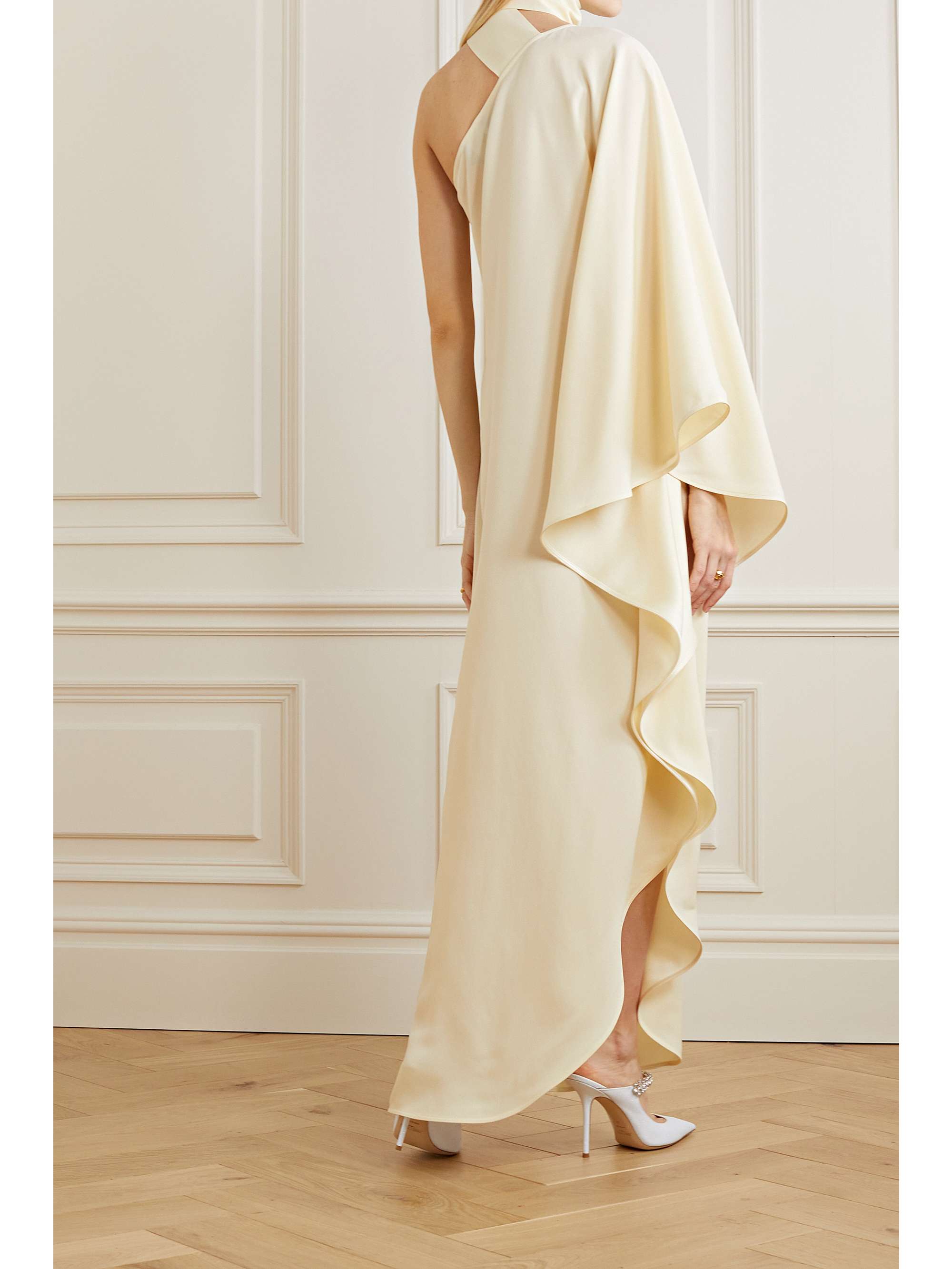 TALLER MARMO + NET SUSTAIN Ubud one-shoulder ruffled crepe gown