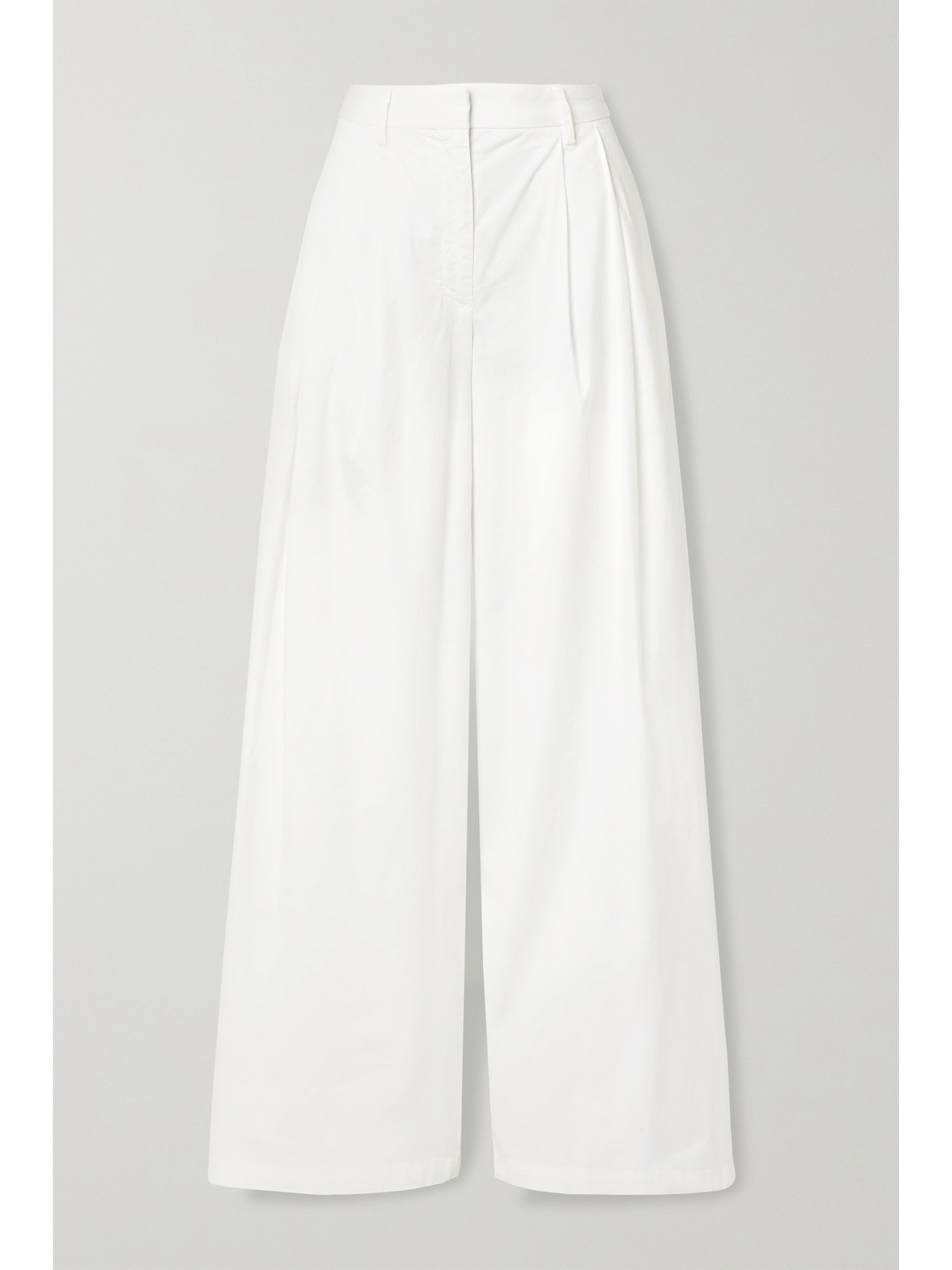 NILI LOTAN DILLON PLEATED STRETCH-COTTON TWILL WIDE-LEG PANTS