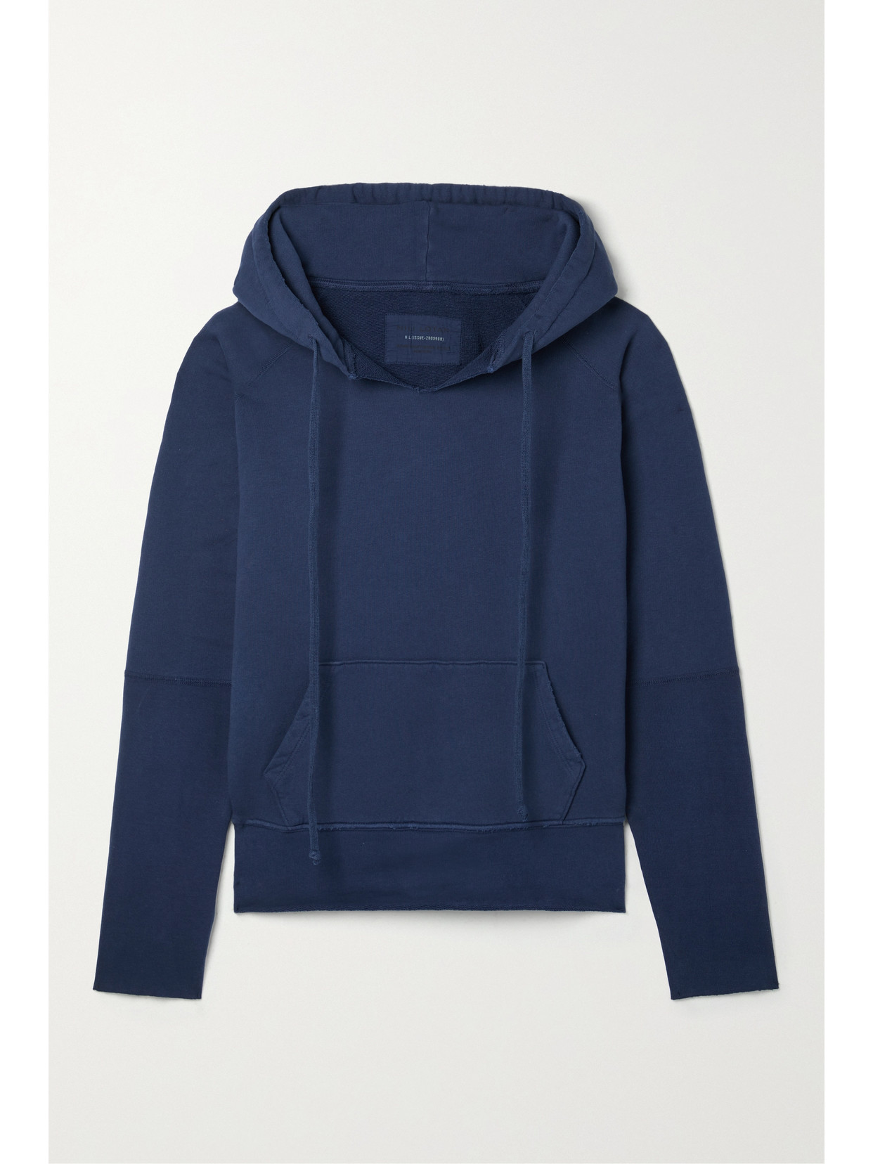 Nili Lotan Janie Distressed Cotton-jersey Hoodie In Blue