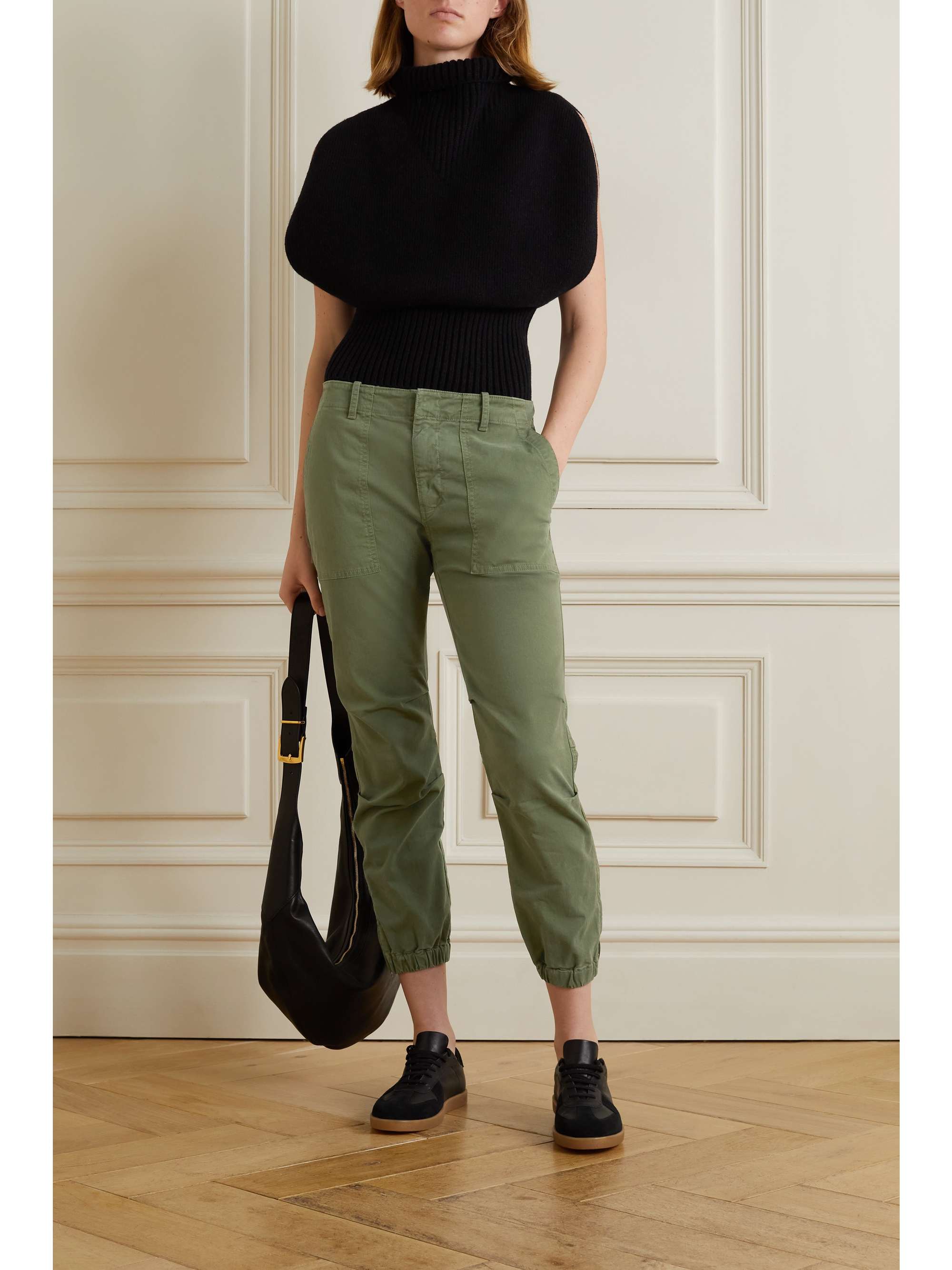 NILI LOTAN Cropped cotton-blend twill tapered pants