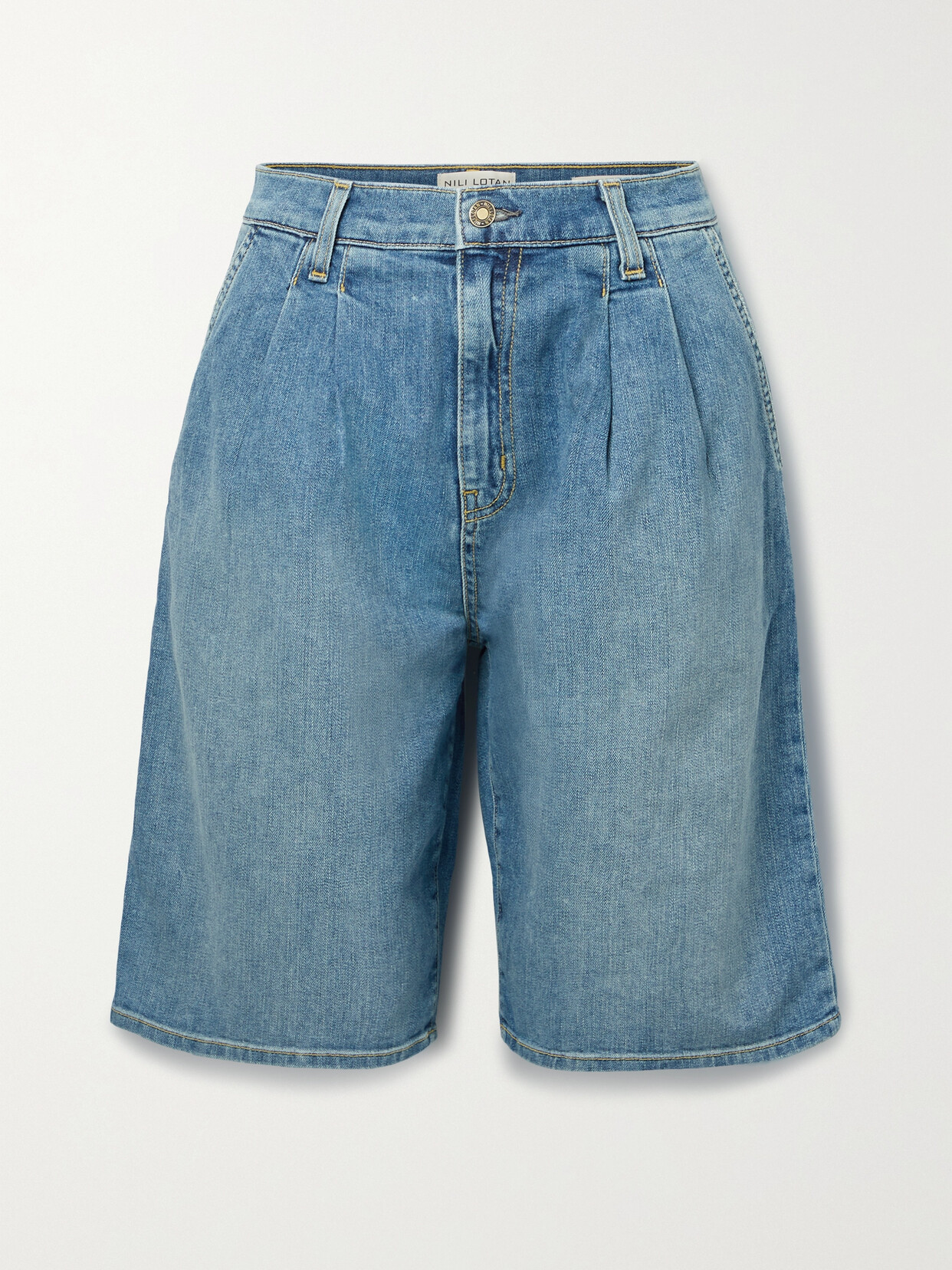Nili Lotan - Julie Pleated Denim Shorts - Mid denim