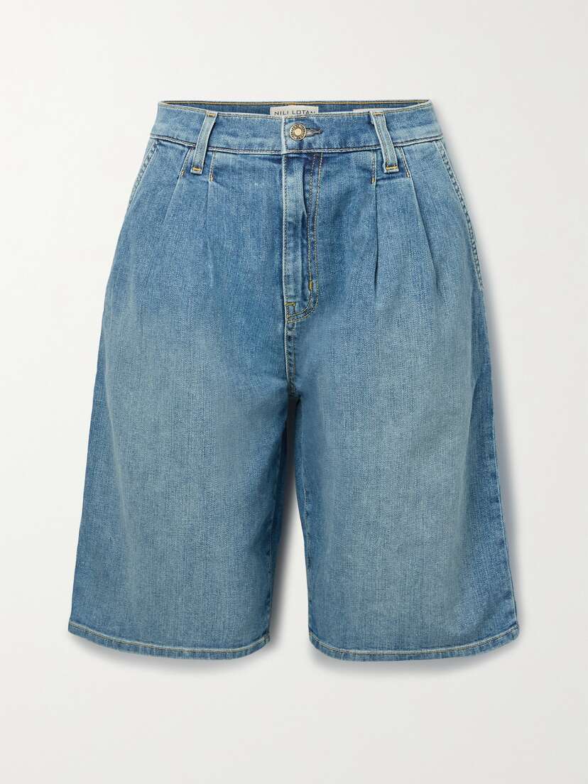 Nili Lotan Julie Pleated Denim Shorts