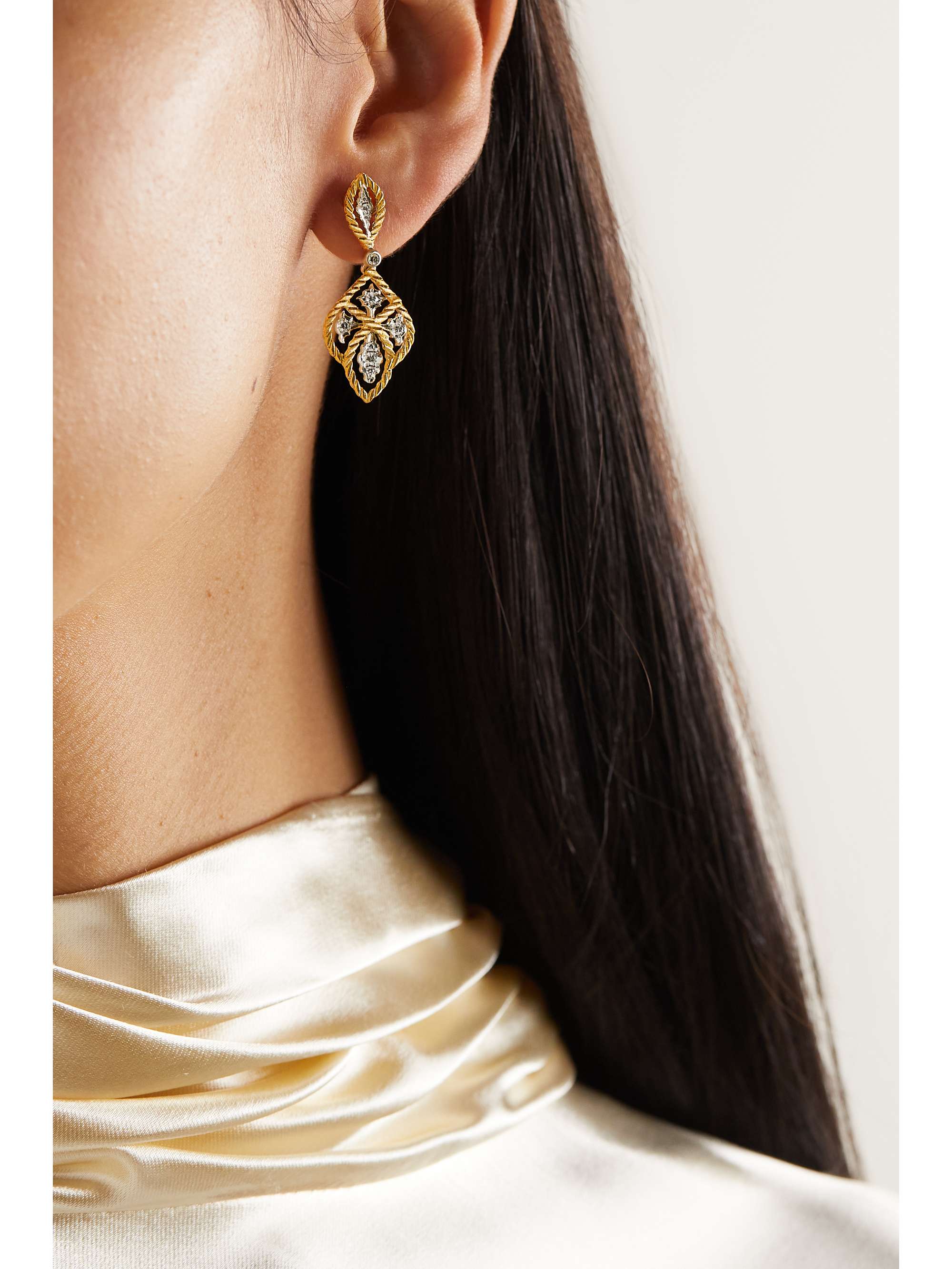 BUCCELLATI Étoilée 18-karat yellow and white gold diamond earrings