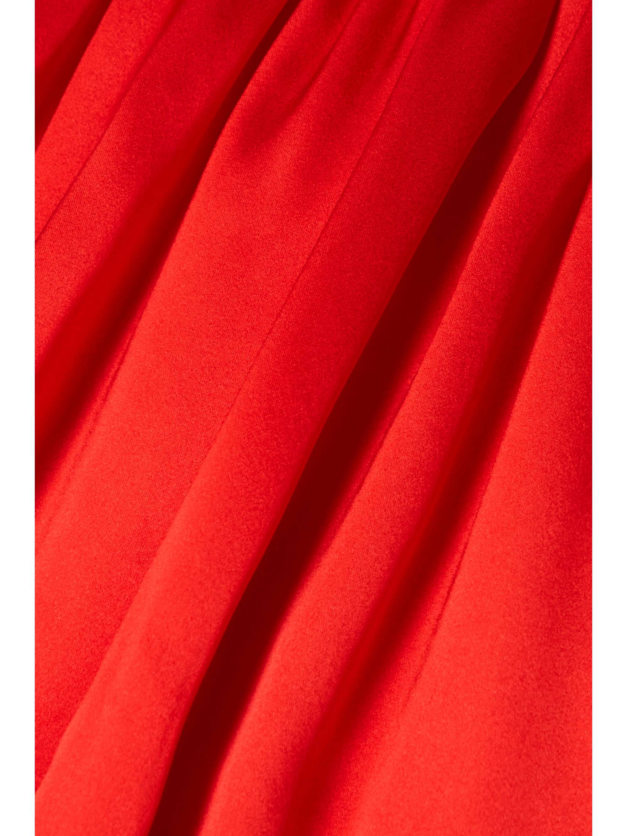HALPERN Cutout tie-detailed draped gathered silk-satin midi dress