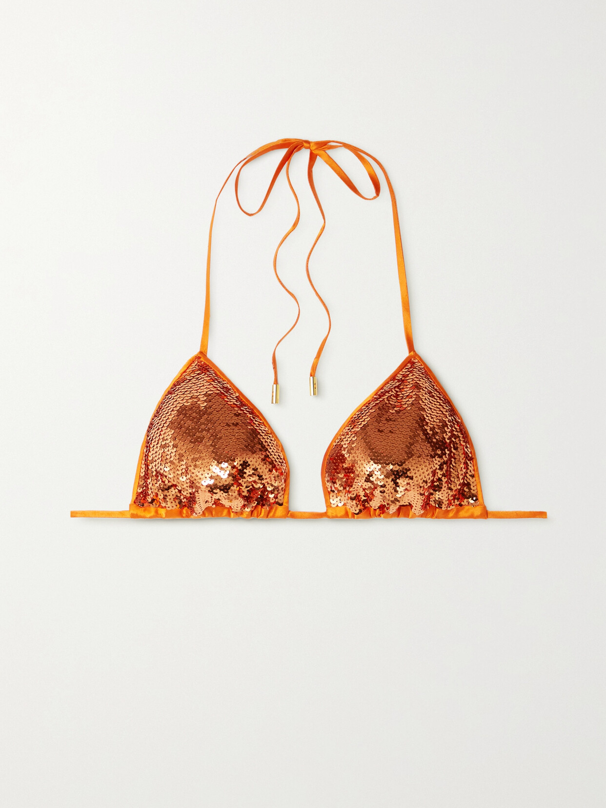 TOM FORD Satin-trimmed Sequined Tulle Bralette - Orange