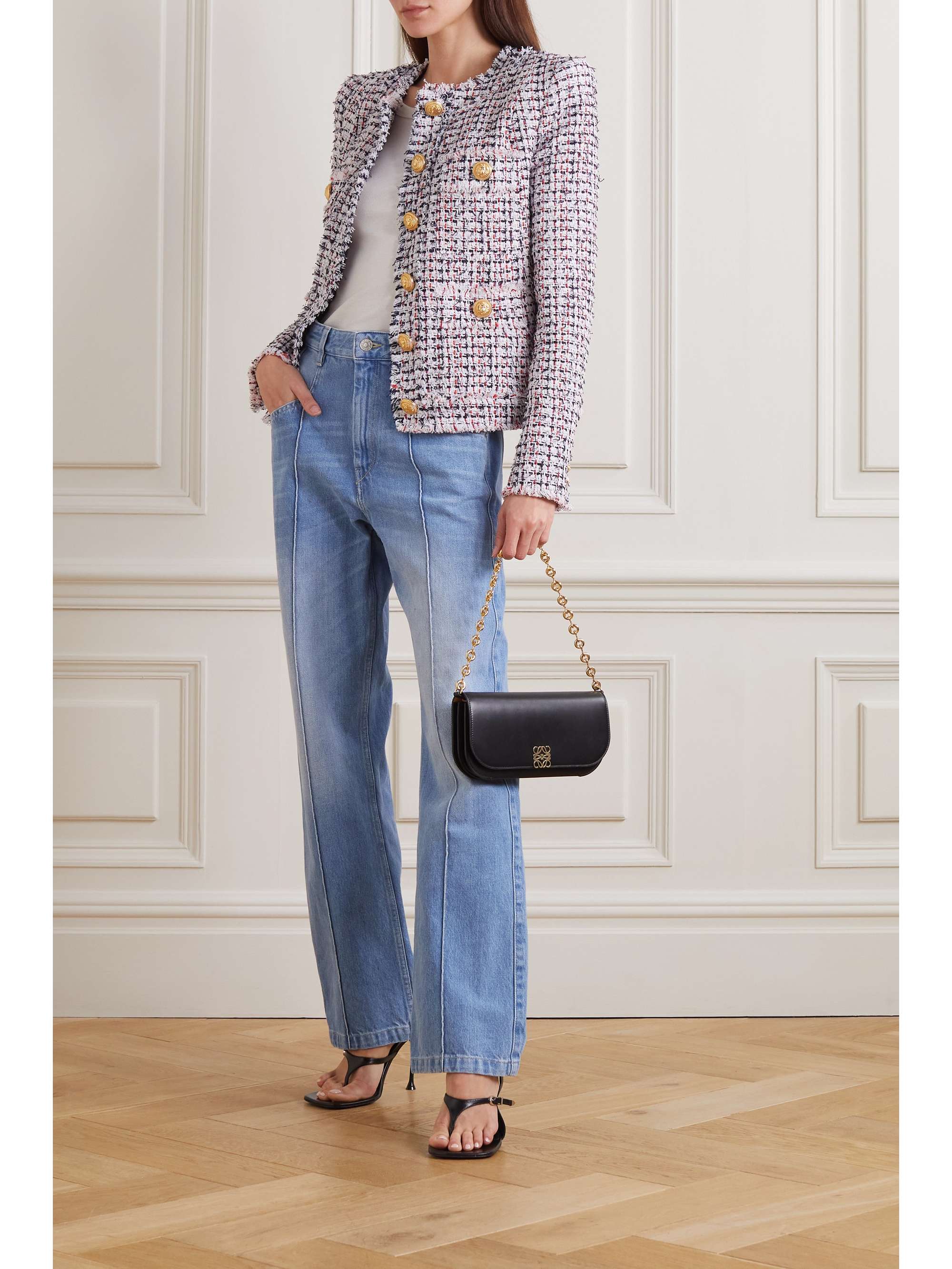 Balmain - Frayed Cotton-Blend Tweed Jacket - Red - FR42 - Net A Porter