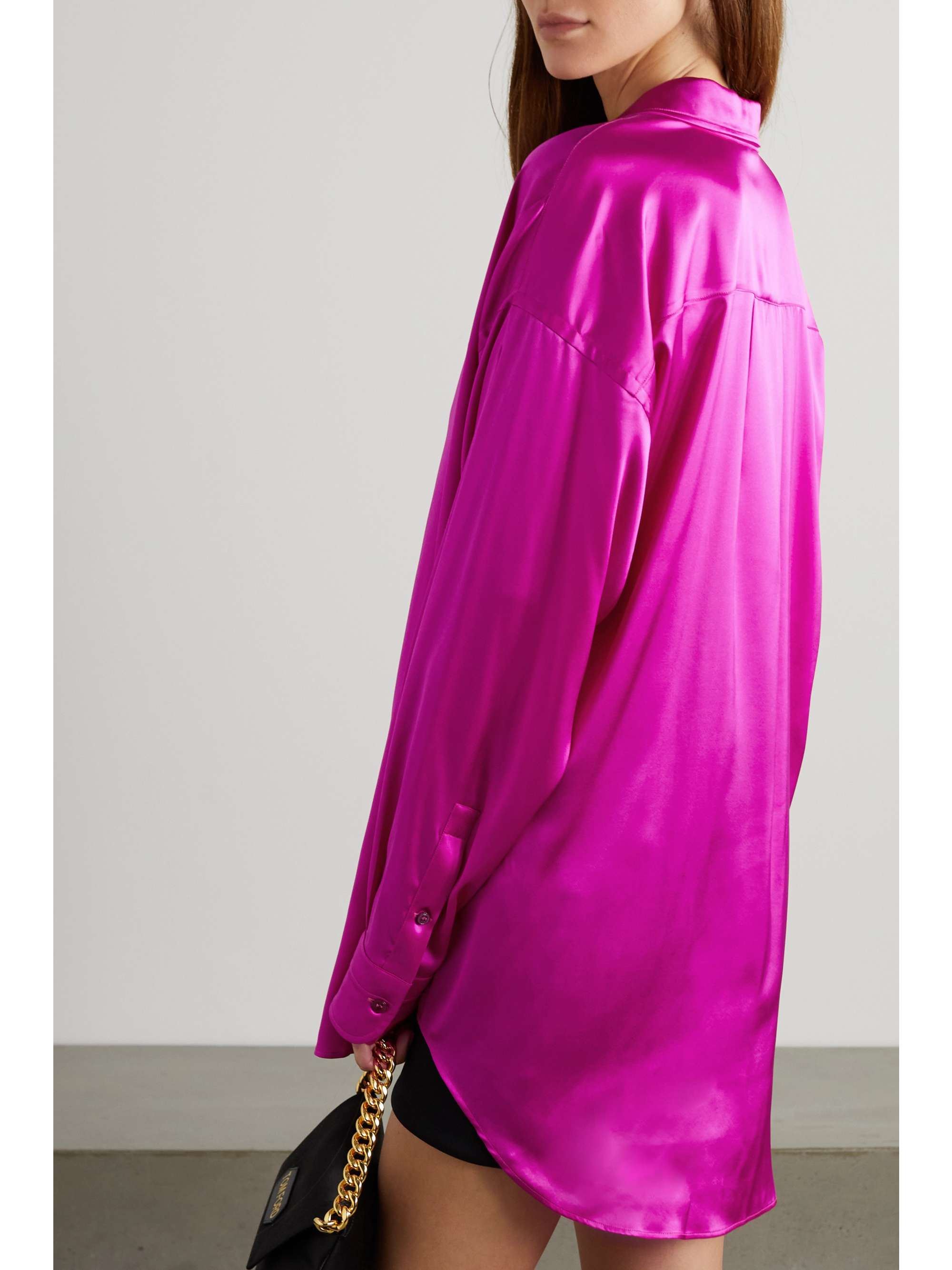 TOM FORD Oversized stretch-silk satin shirt