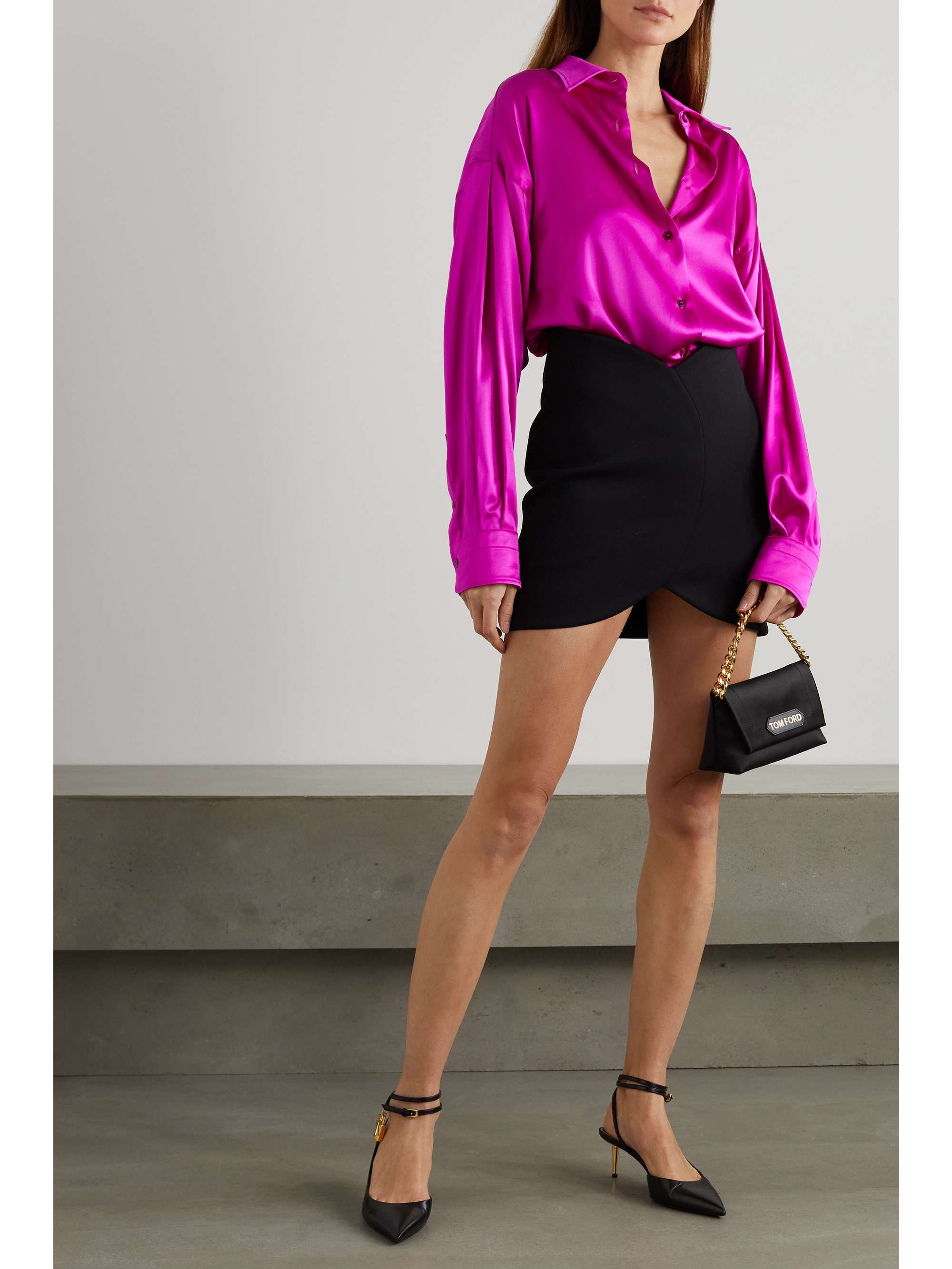 TOM FORD Oversized stretch-silk satin shirt