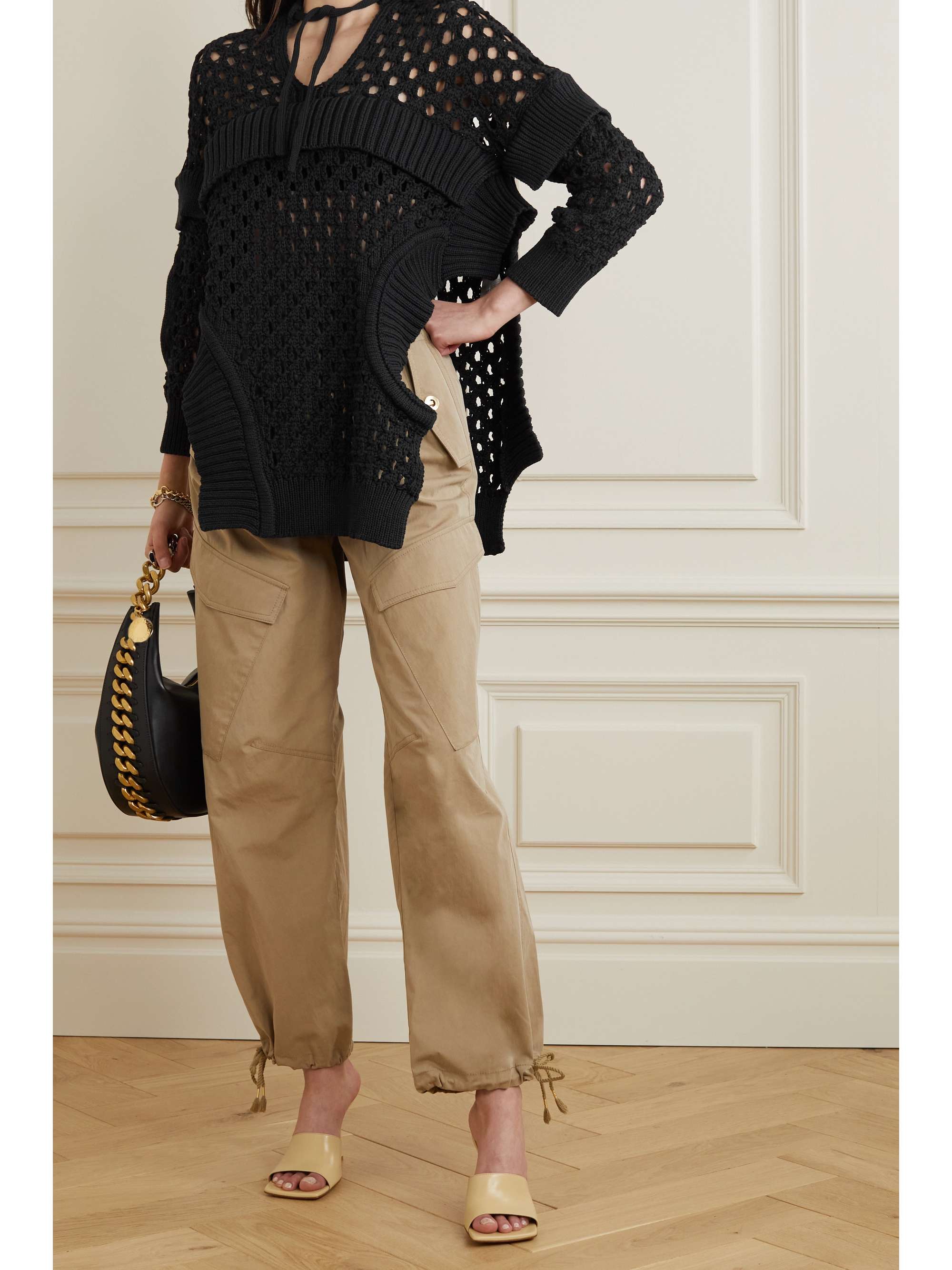 STELLA MCCARTNEY Layered ribbed and open-knit cotton-blend sweater