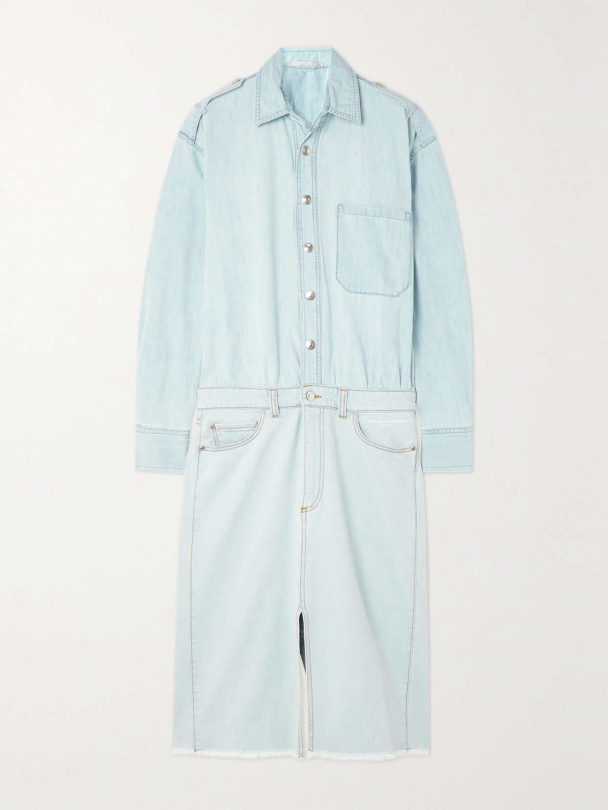 Stella Mccartney Organic Denim Shirt Dress In Blue