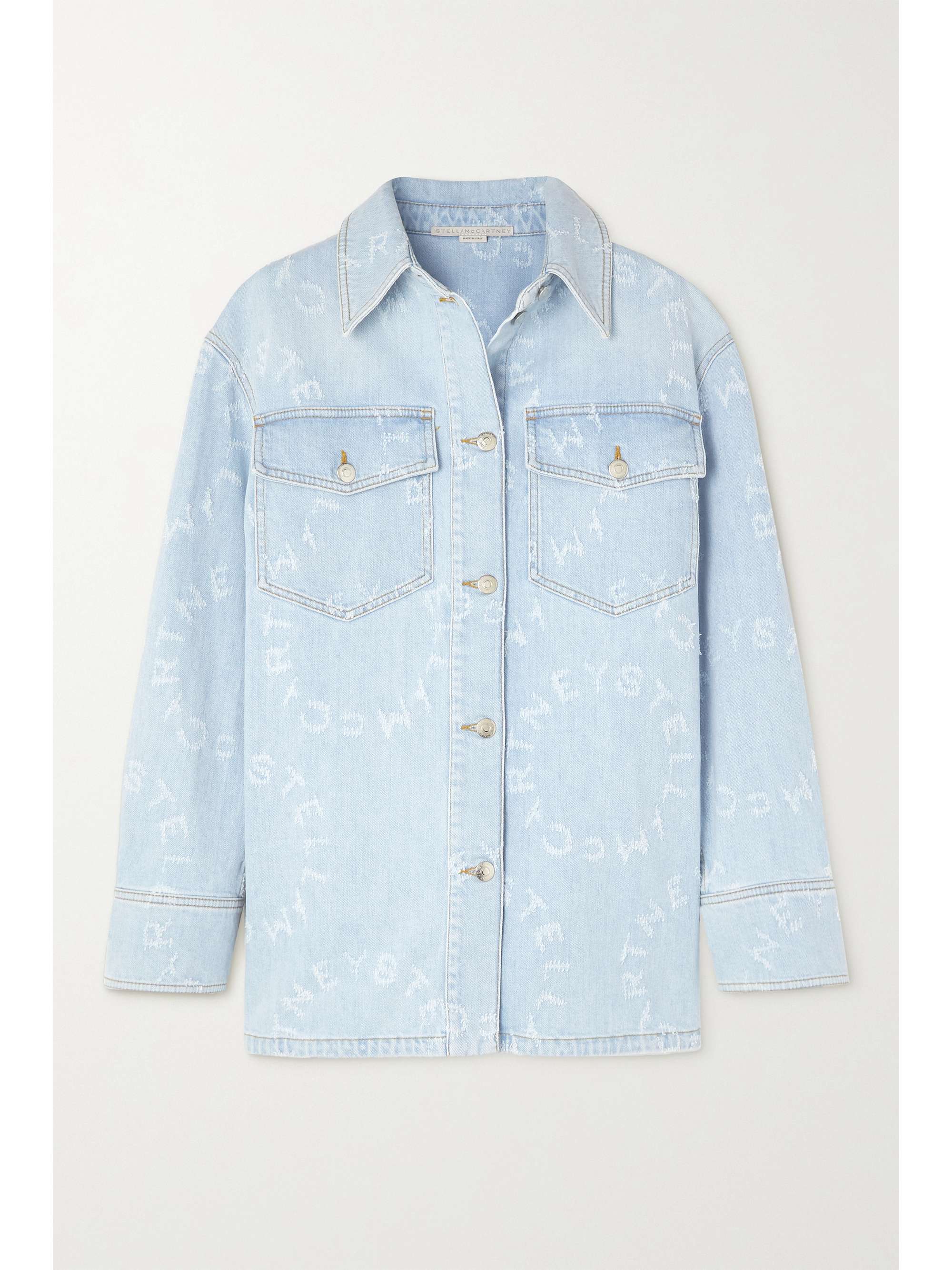 Light blue Distressed cotton-blend 