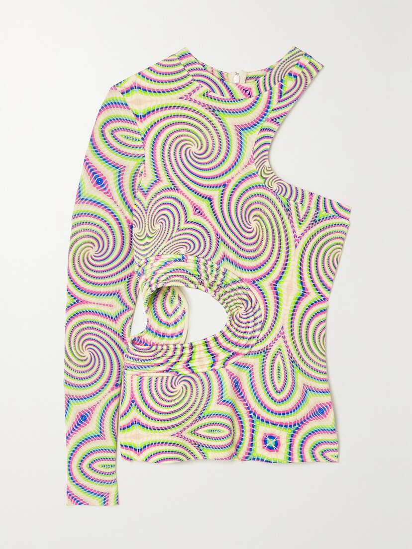 Stella McCartney Cutout Printed Stretch-jersey Bodysuit