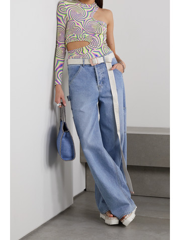 Stella McCartney Cutout printed stretch-jersey bodysuit