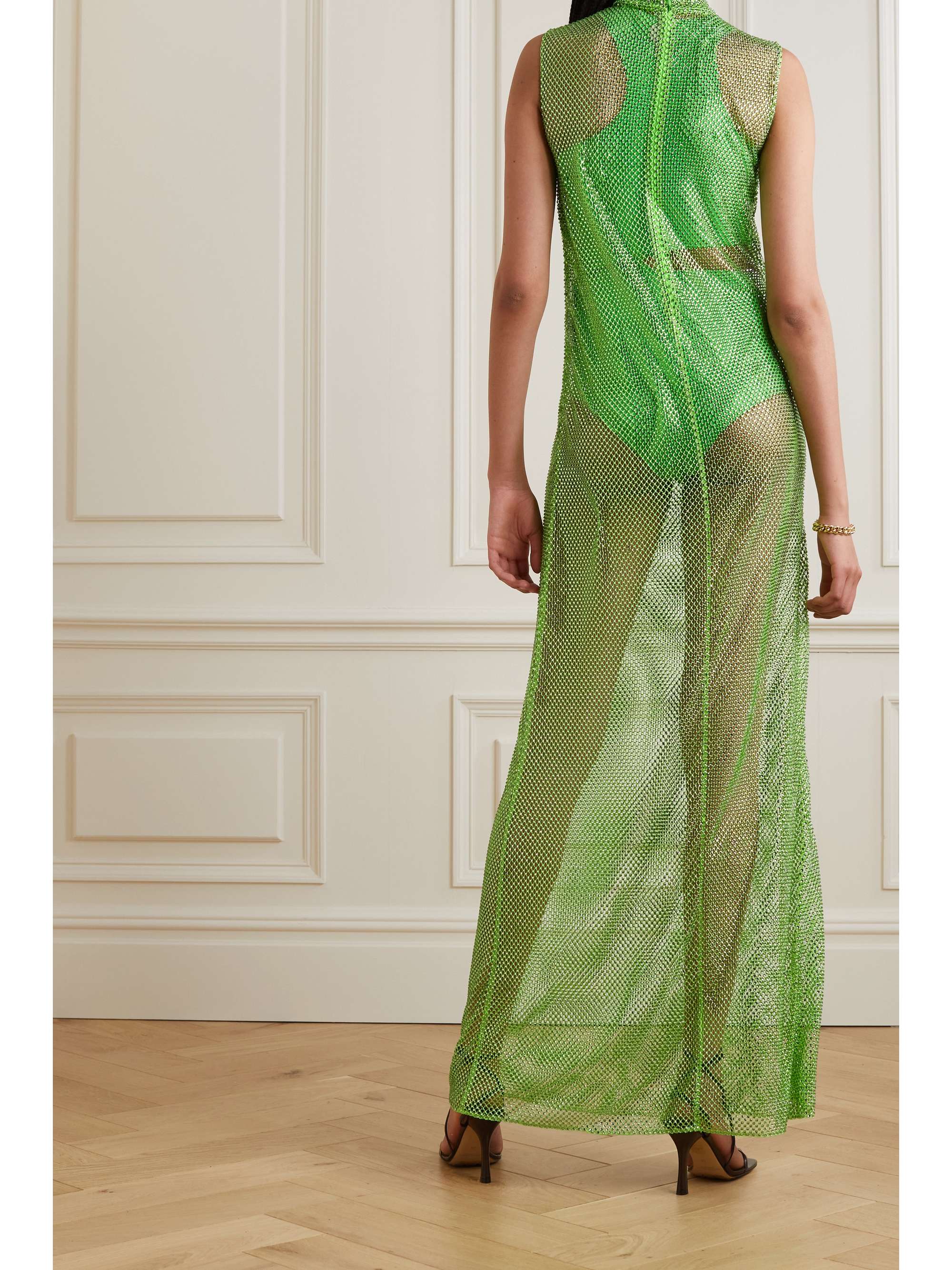 STELLA MCCARTNEY Crystal-embellished mesh maxi dress