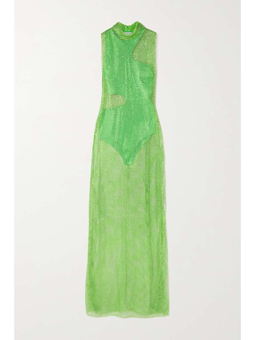 Stella McCartney Crystal-embellished Mesh Maxi Dress