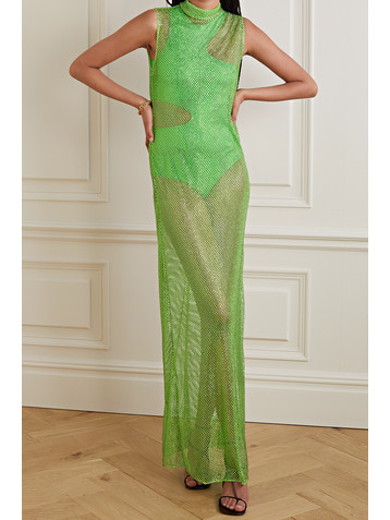 Stella McCartney Crystal-embellished mesh maxi dress