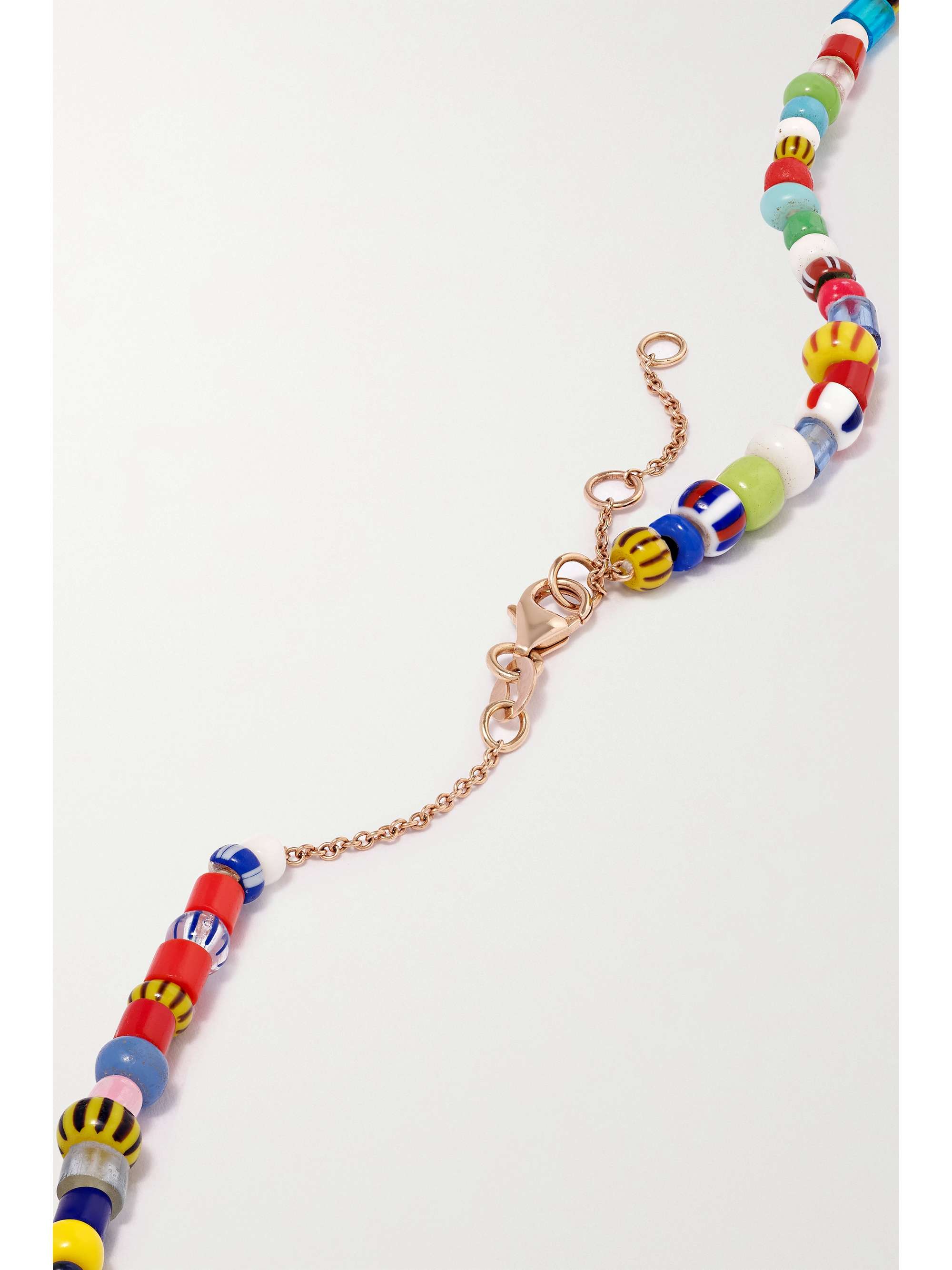 DIANE KORDAS 14-karat rose gold, bead and diamond necklace