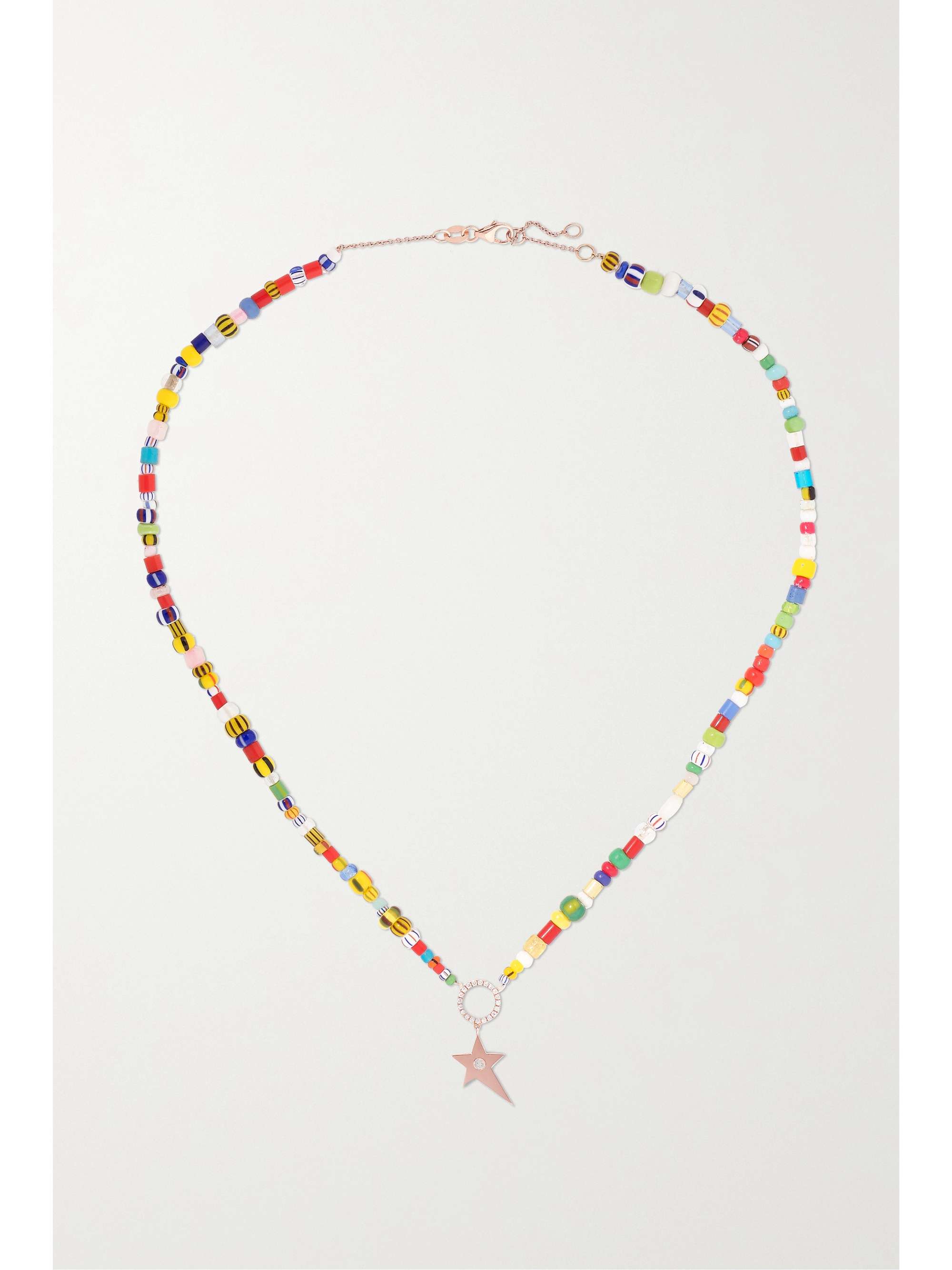 DIANE KORDAS 14-karat rose gold, bead and diamond necklace