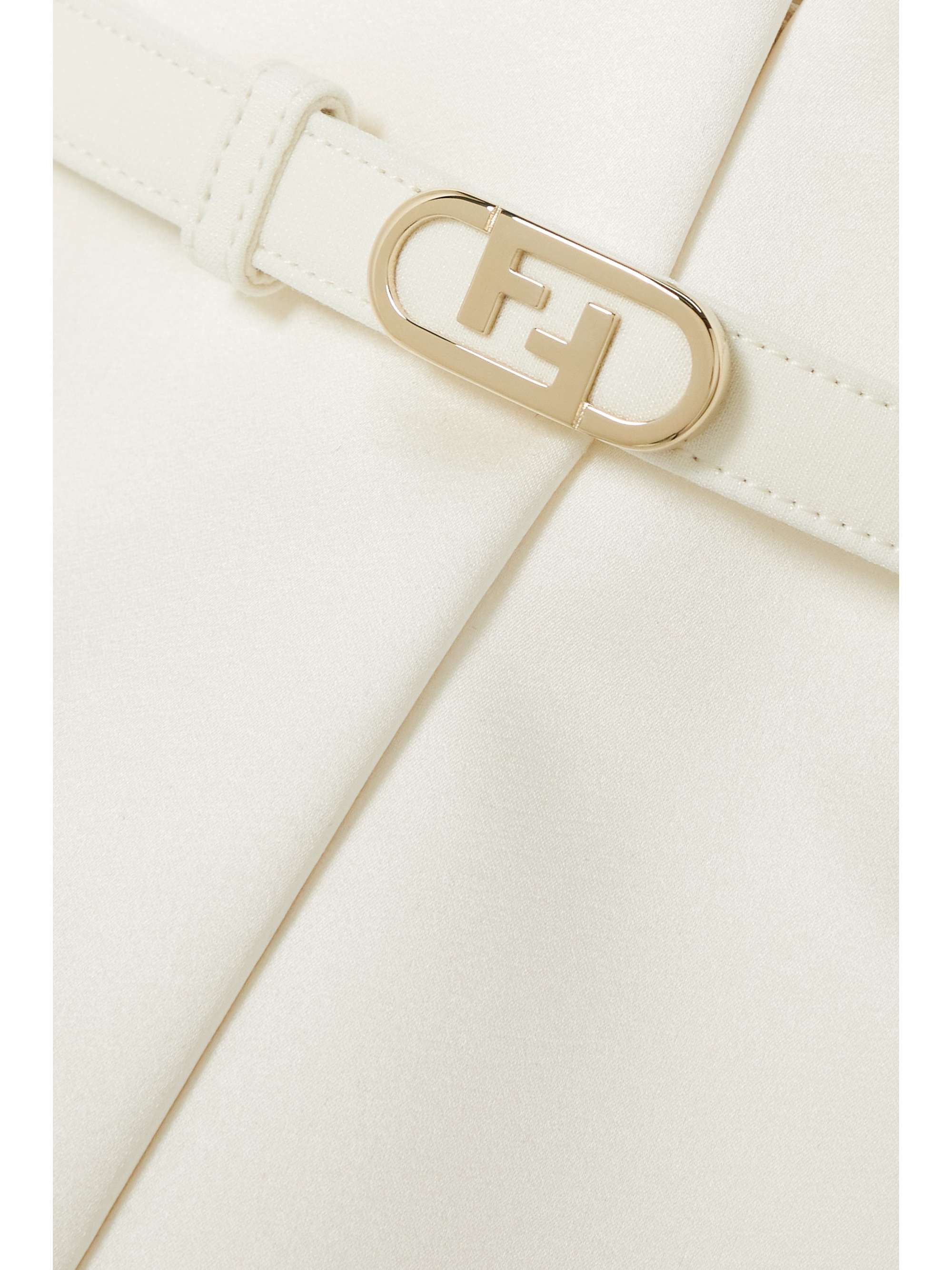 FENDI Belted satin-trimmed wool and silk-blend crepe halterneck vest