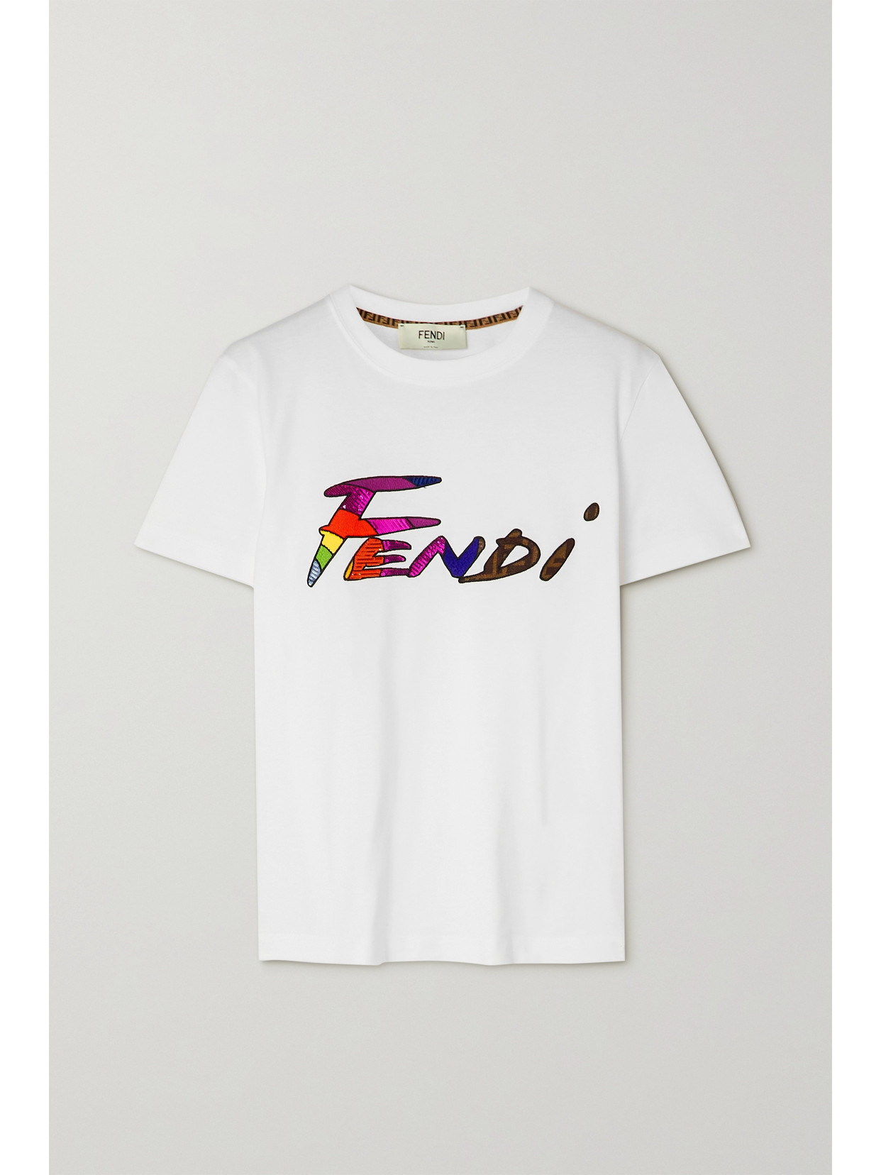 FENDI SEQUINED BRUSHED COTTON-JERSEY T-SHIRT