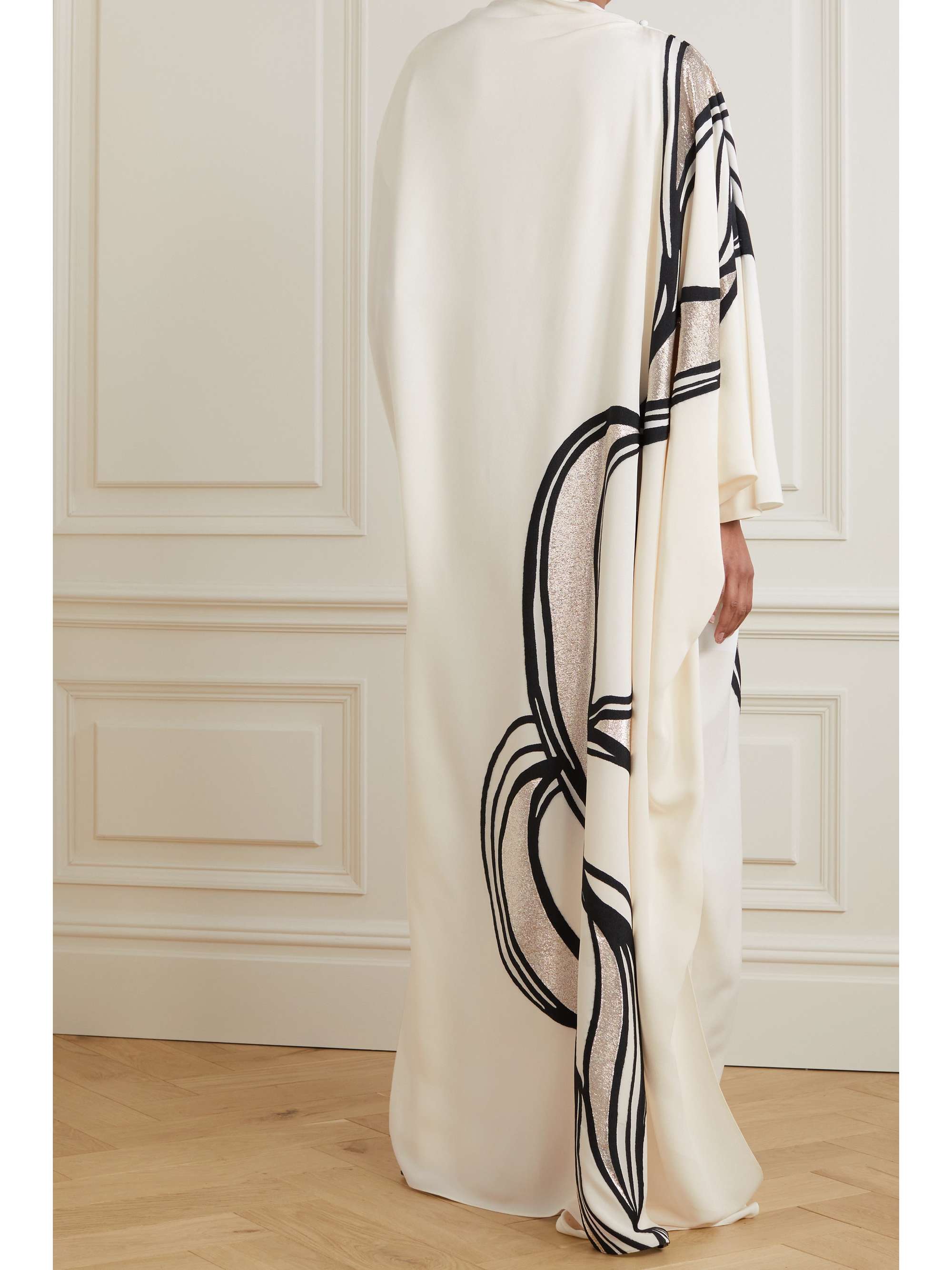 FENDI Embroidered silk-blend maxi dress