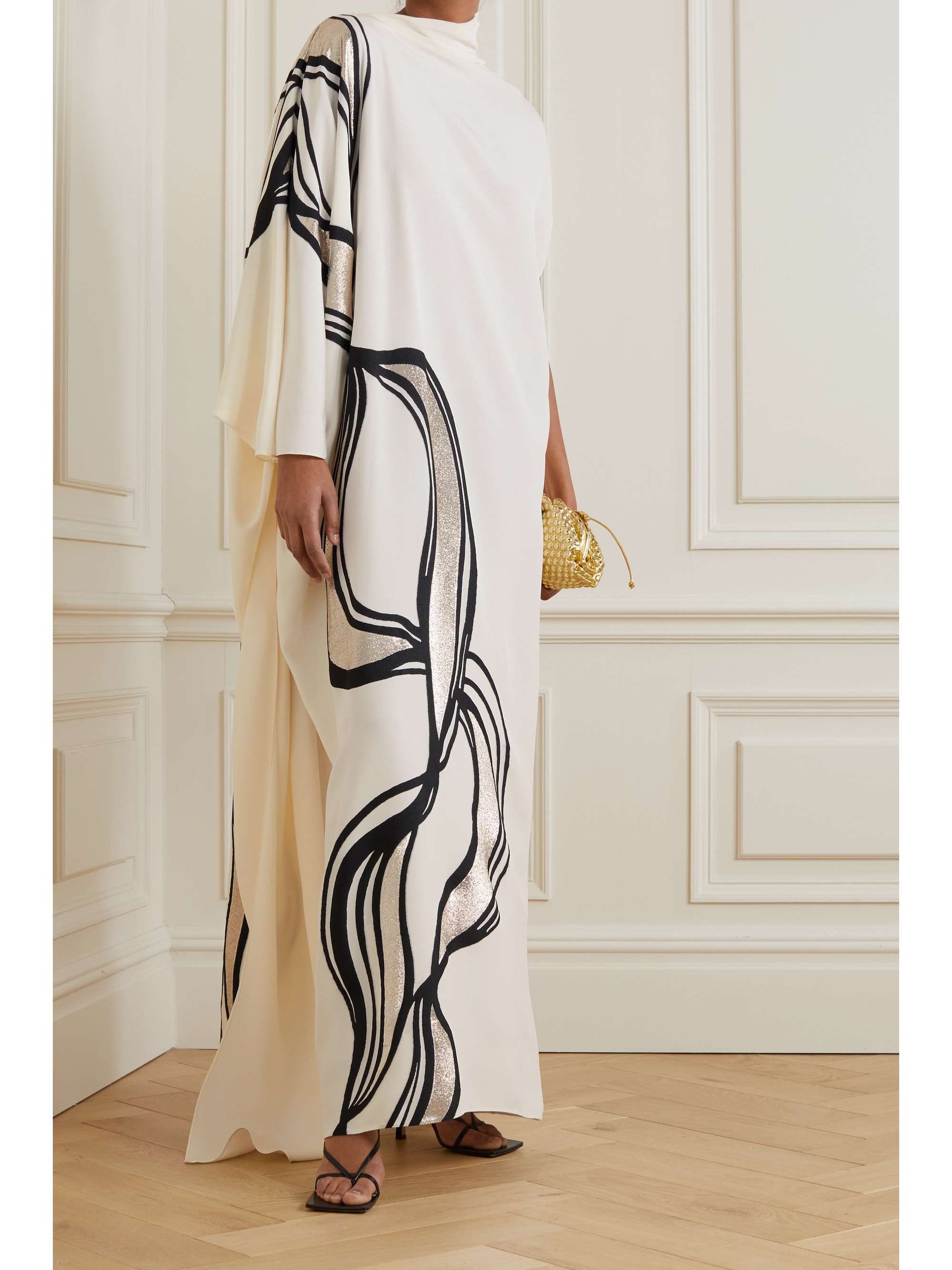 FENDI Embroidered silk-blend maxi dress