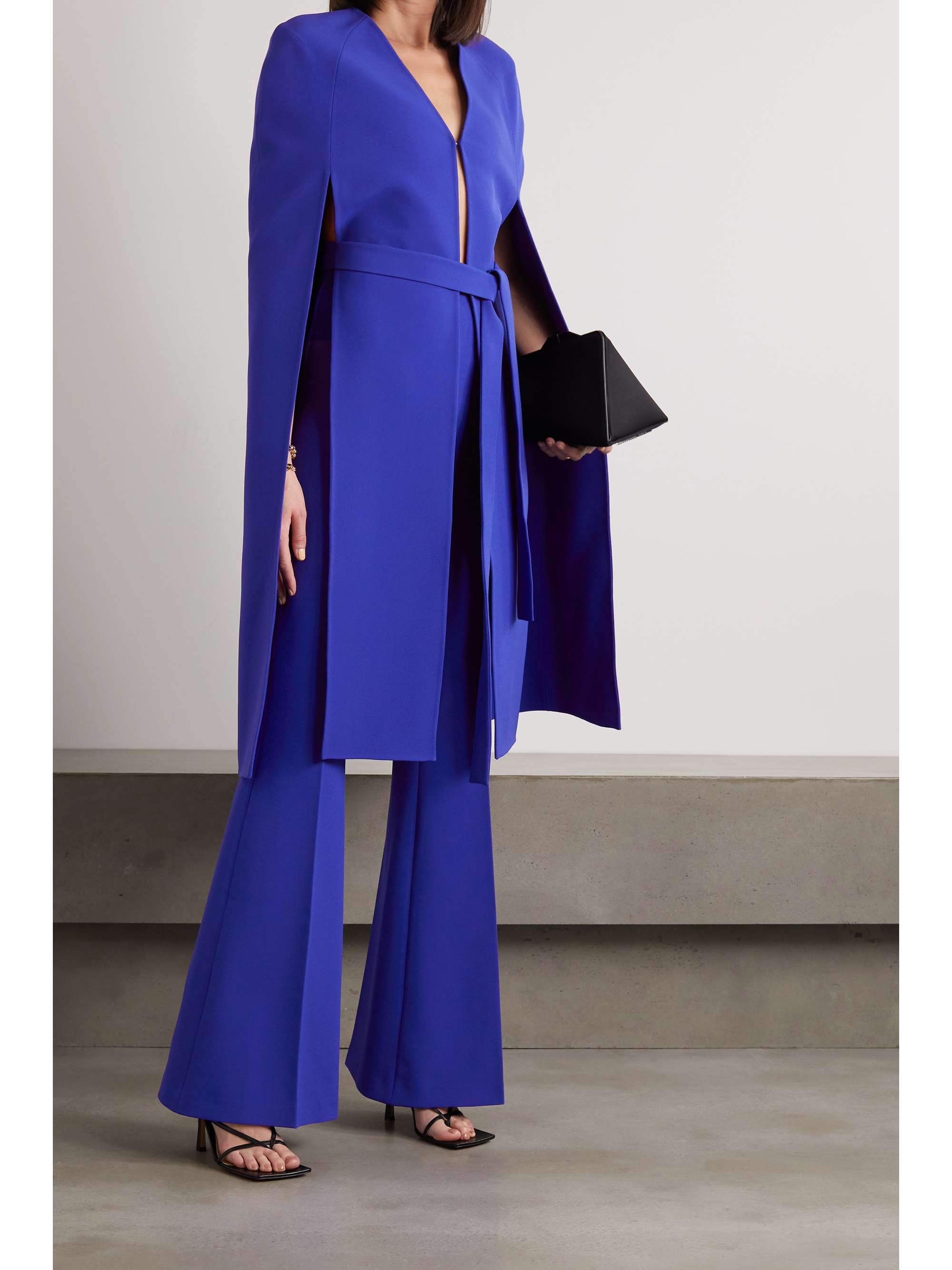 SAFIYAA Camila belted stretch-crepe cape