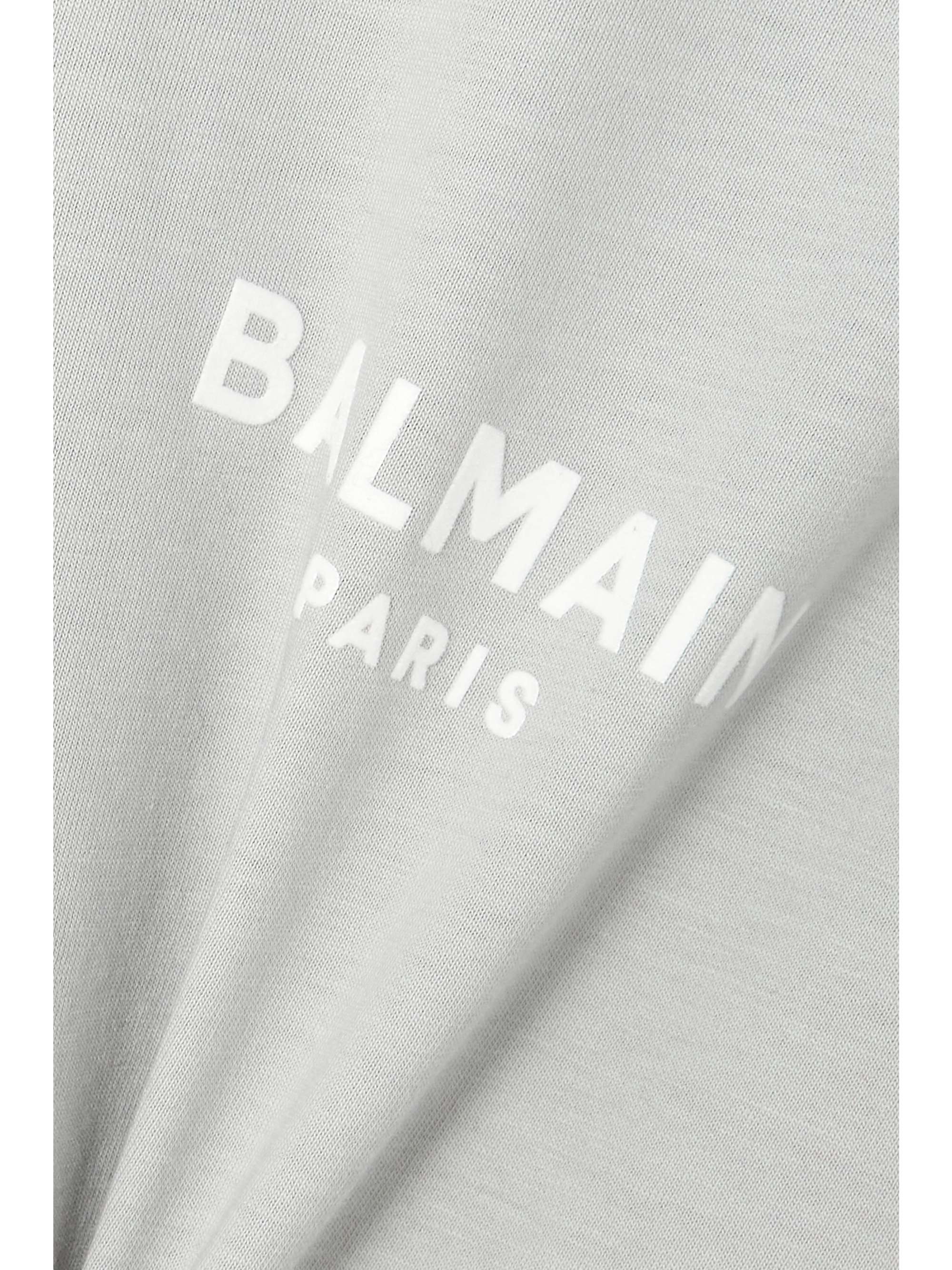 balmain cropped flocked cotton jersey t shirt