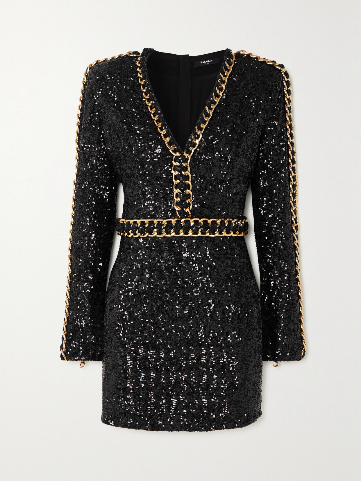 Balmain Embellished Sequined Crepe Mini Dress