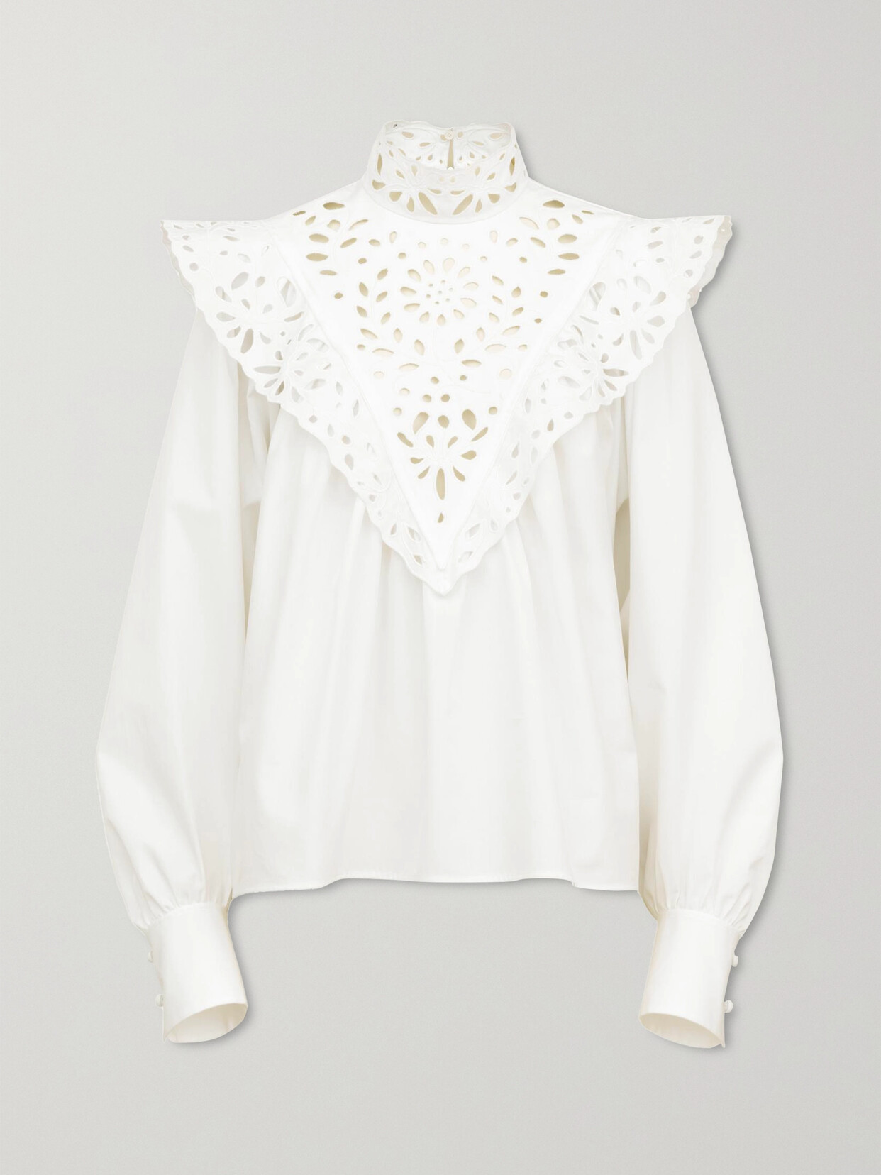 Chloé High-neck Broderie Anglaise Blouse In White