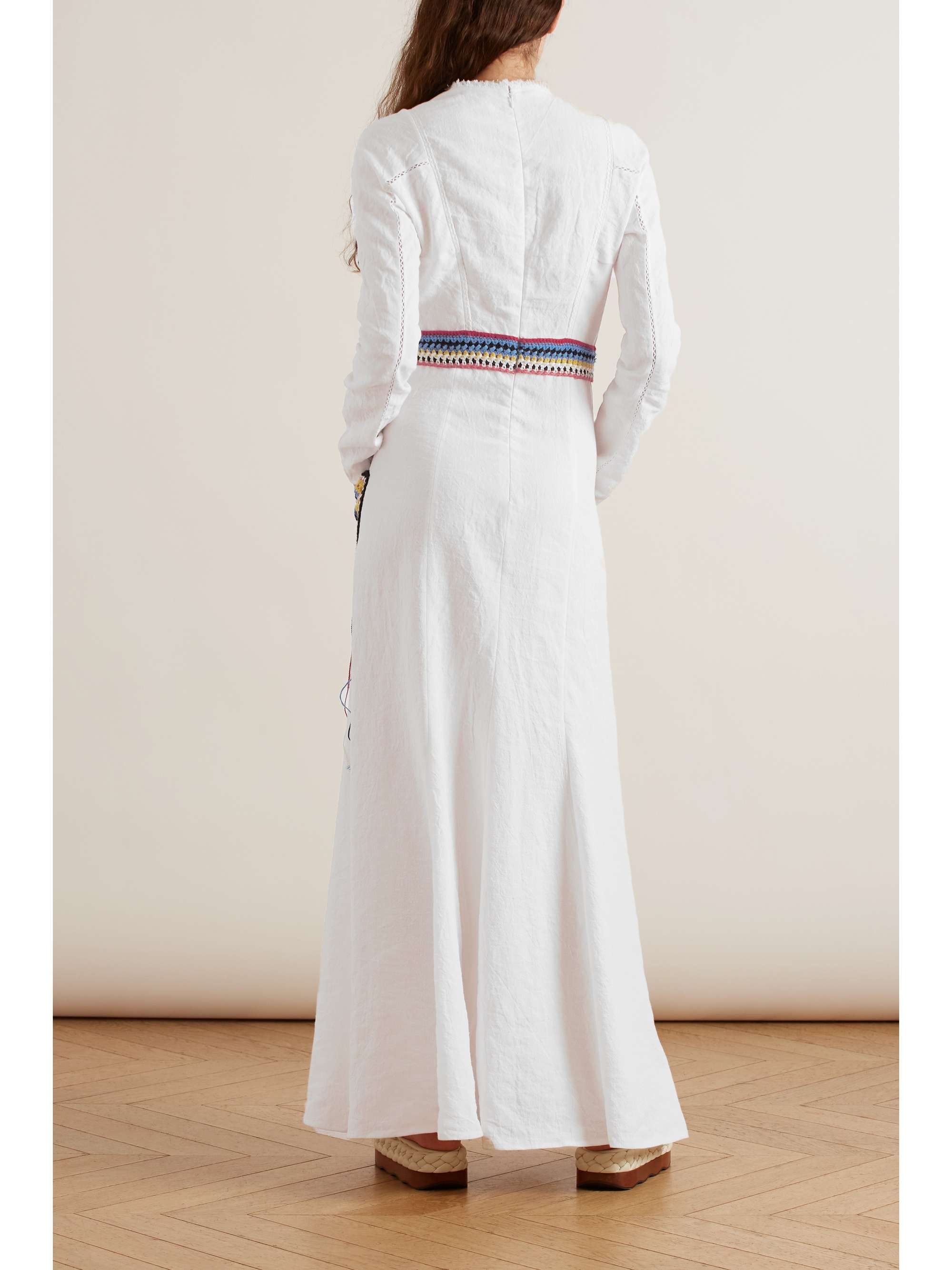 CHLOÉ Crochet-trimmed washed-linen maxi dress